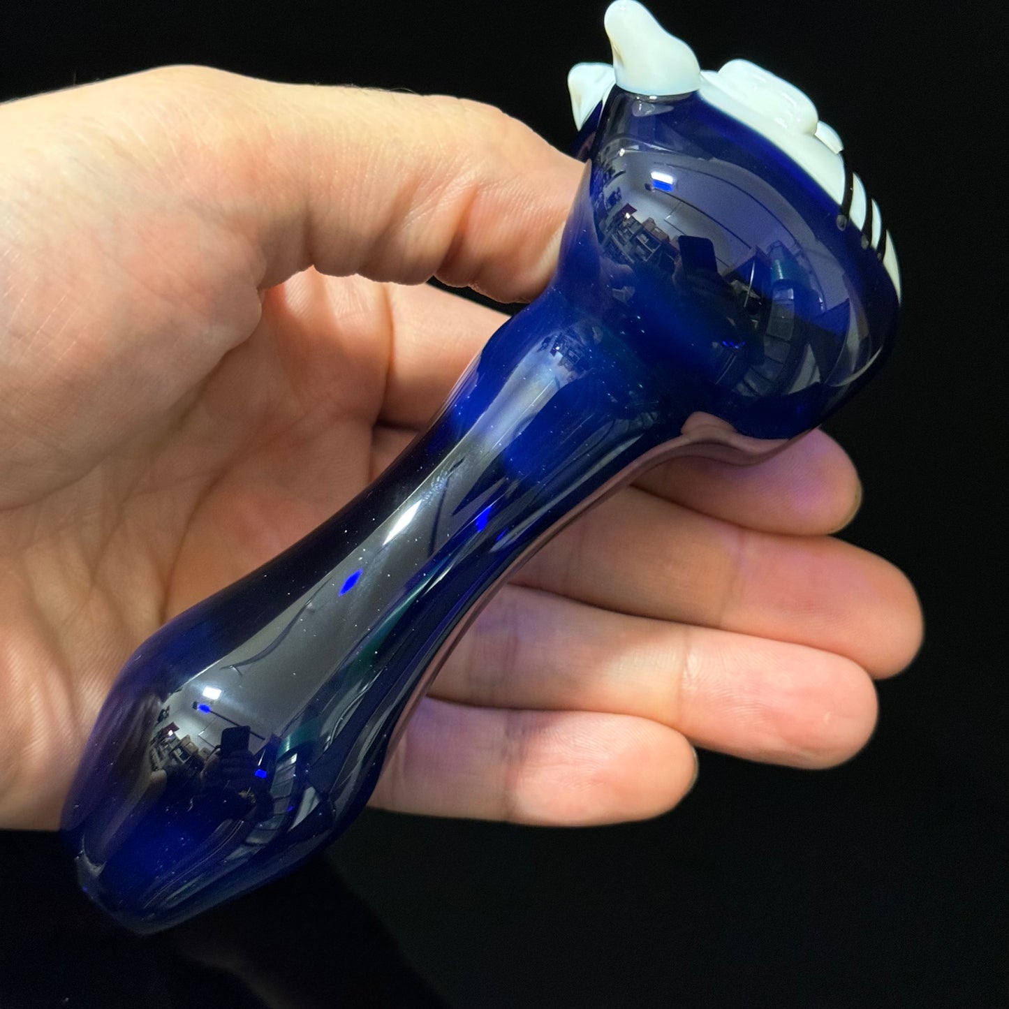 Cat Face White Glass Pipe Heady Pipe Hand Blown Cat Pipe