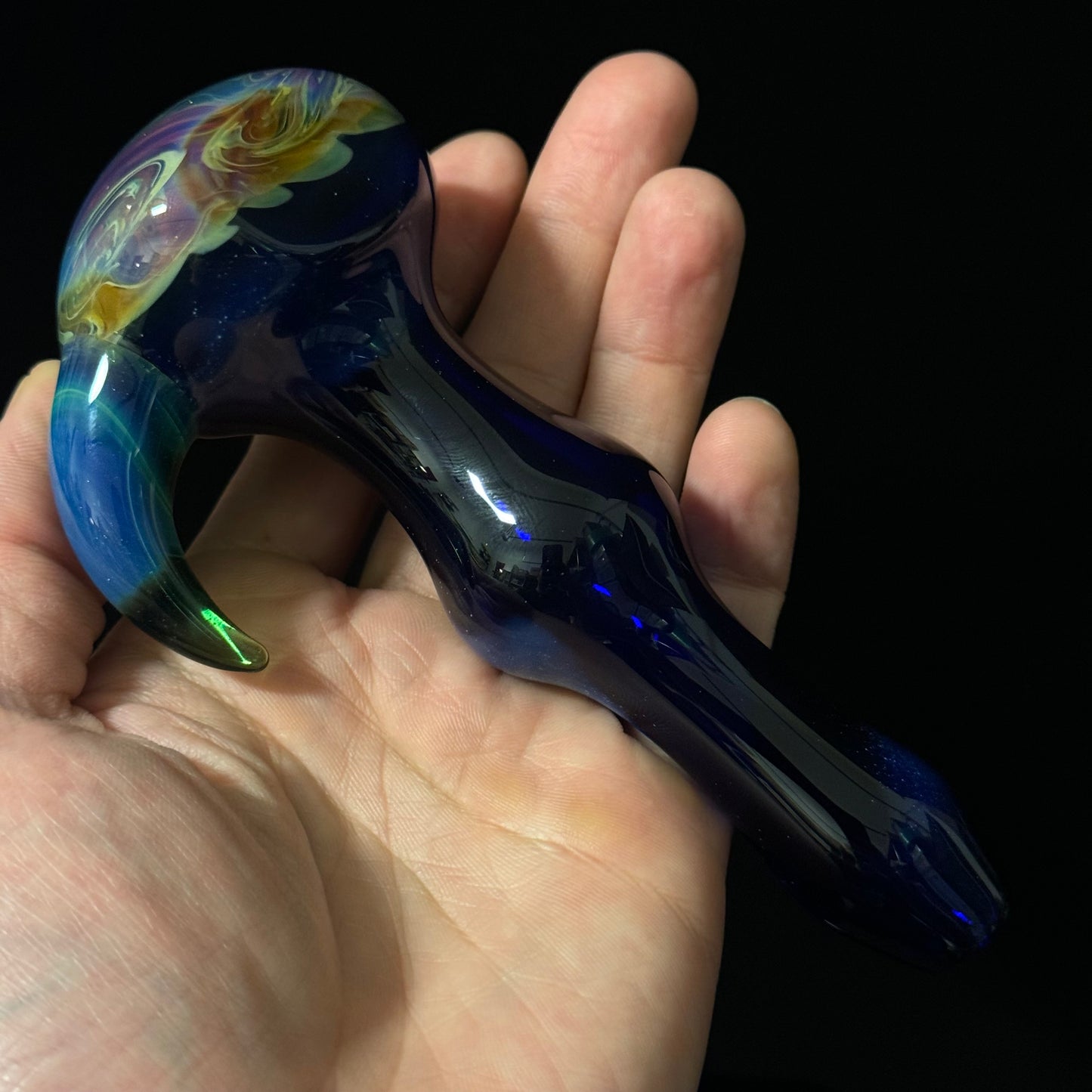 Blue Purple Marbeling affect Glass Heady Pipe Hand Blown