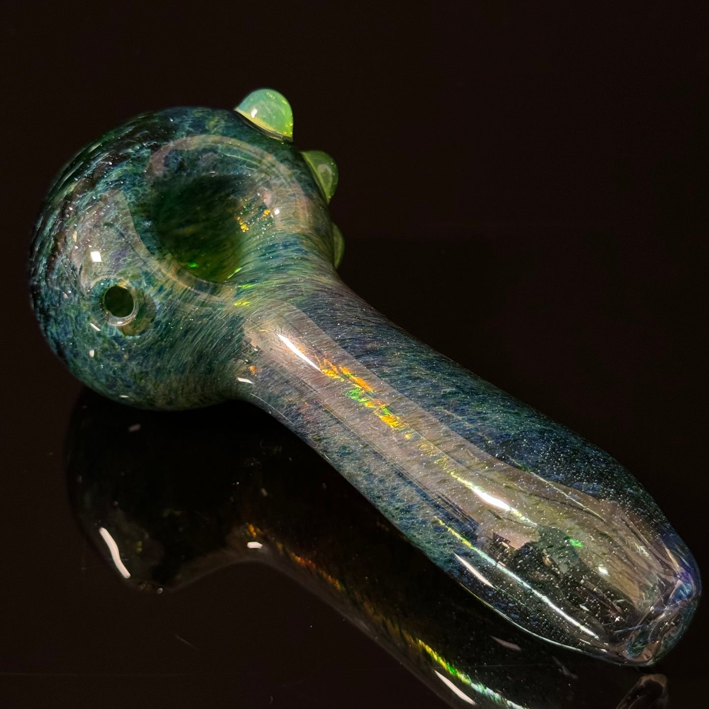 Inside out Sparkle Black & Green Glass Pipe Heady Pipe Hand Blown Extra Thick