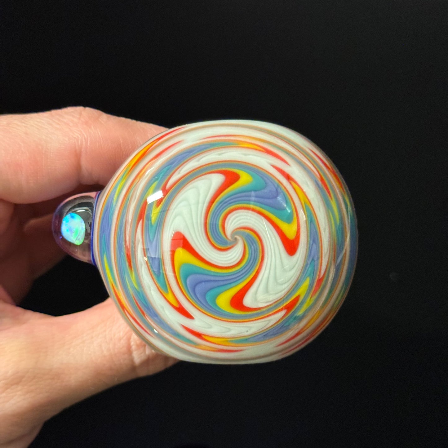 Full Color Linework Glass Pipe, Heady Hand Blown with An Opal