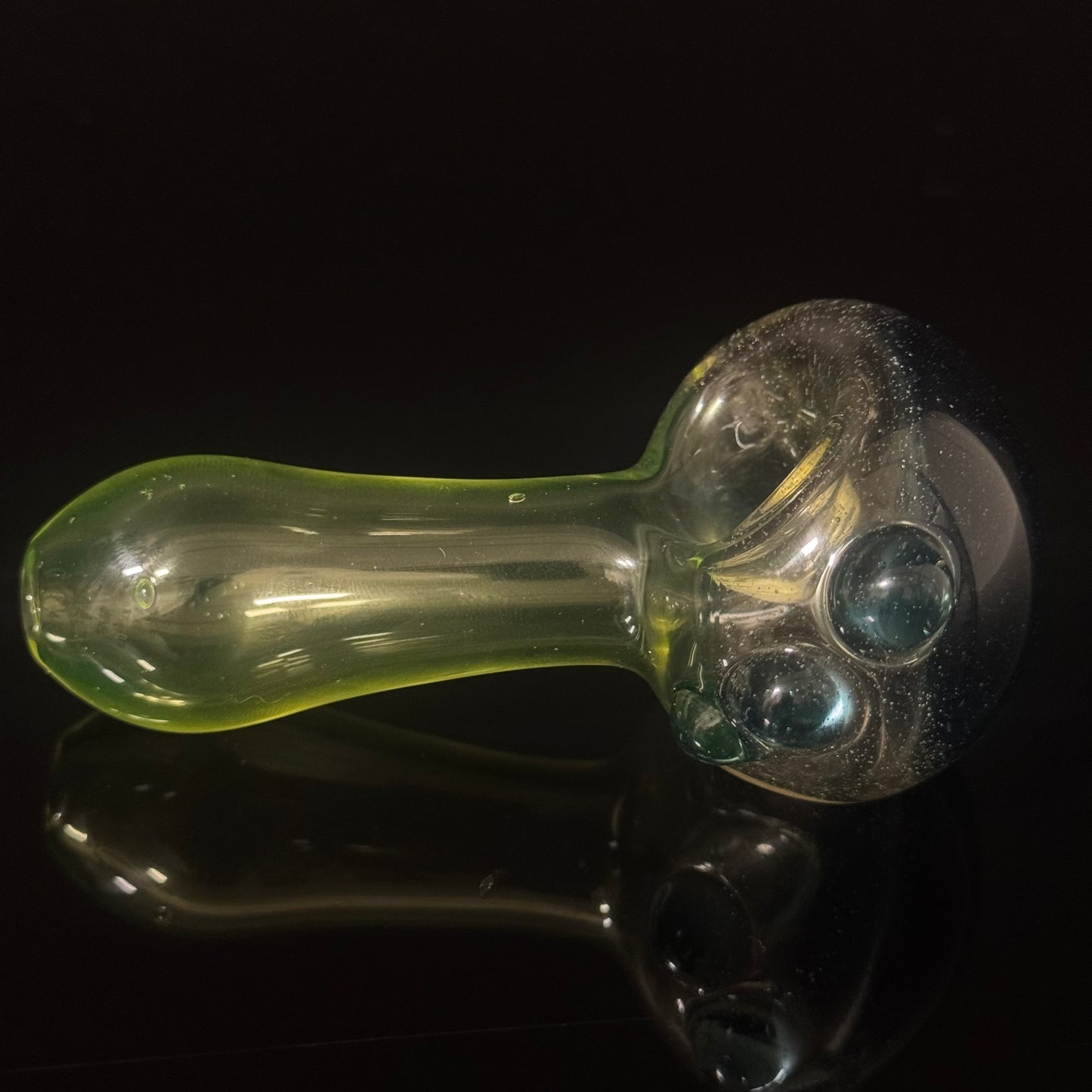 UV Glow Glass Pipe, with a Blue Sparkle Cap, Heady Hand Blown