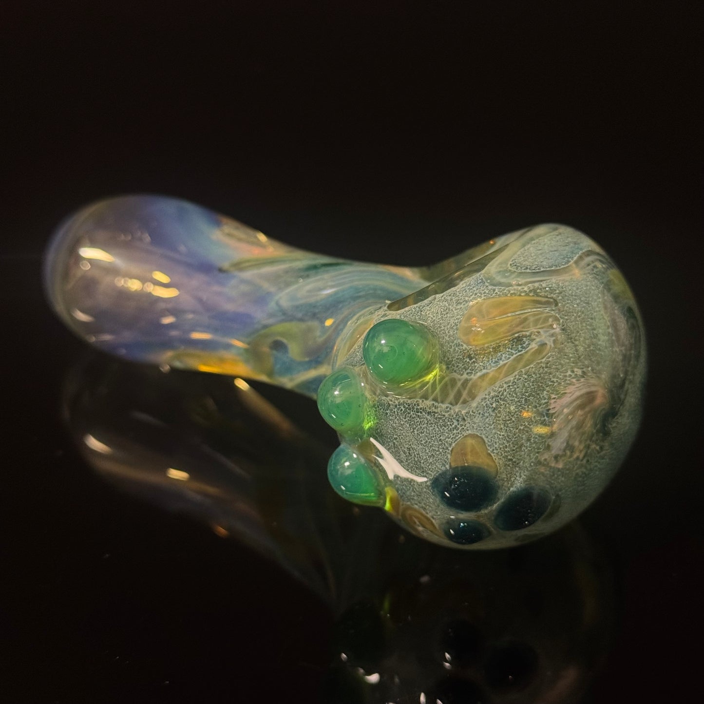 Green Multicolor Inside Out Glass Pipe Heady Pipe Hand Blown Extra Thick