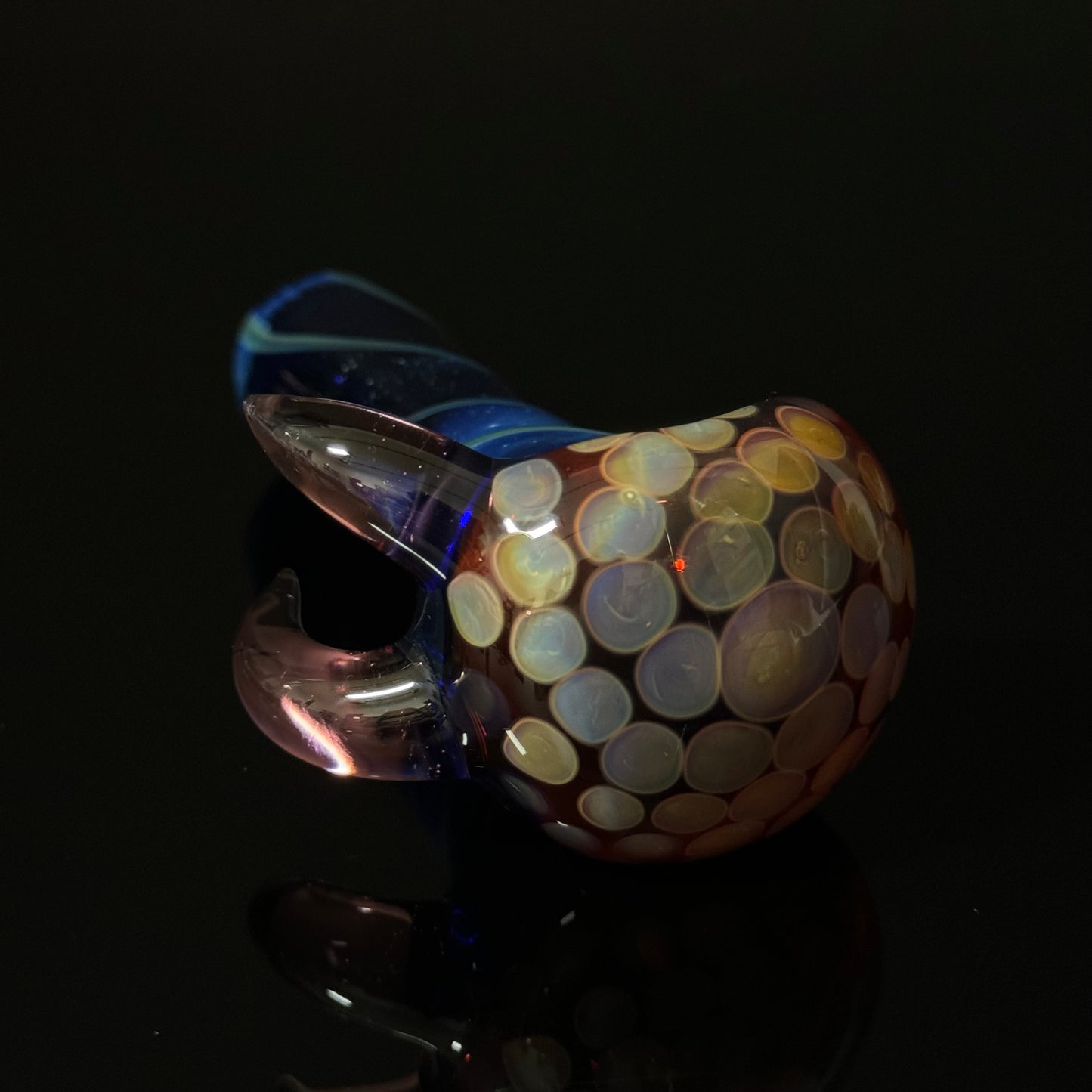 Blue Amber Honeycomb Glass Heady Pipe Hand Blown