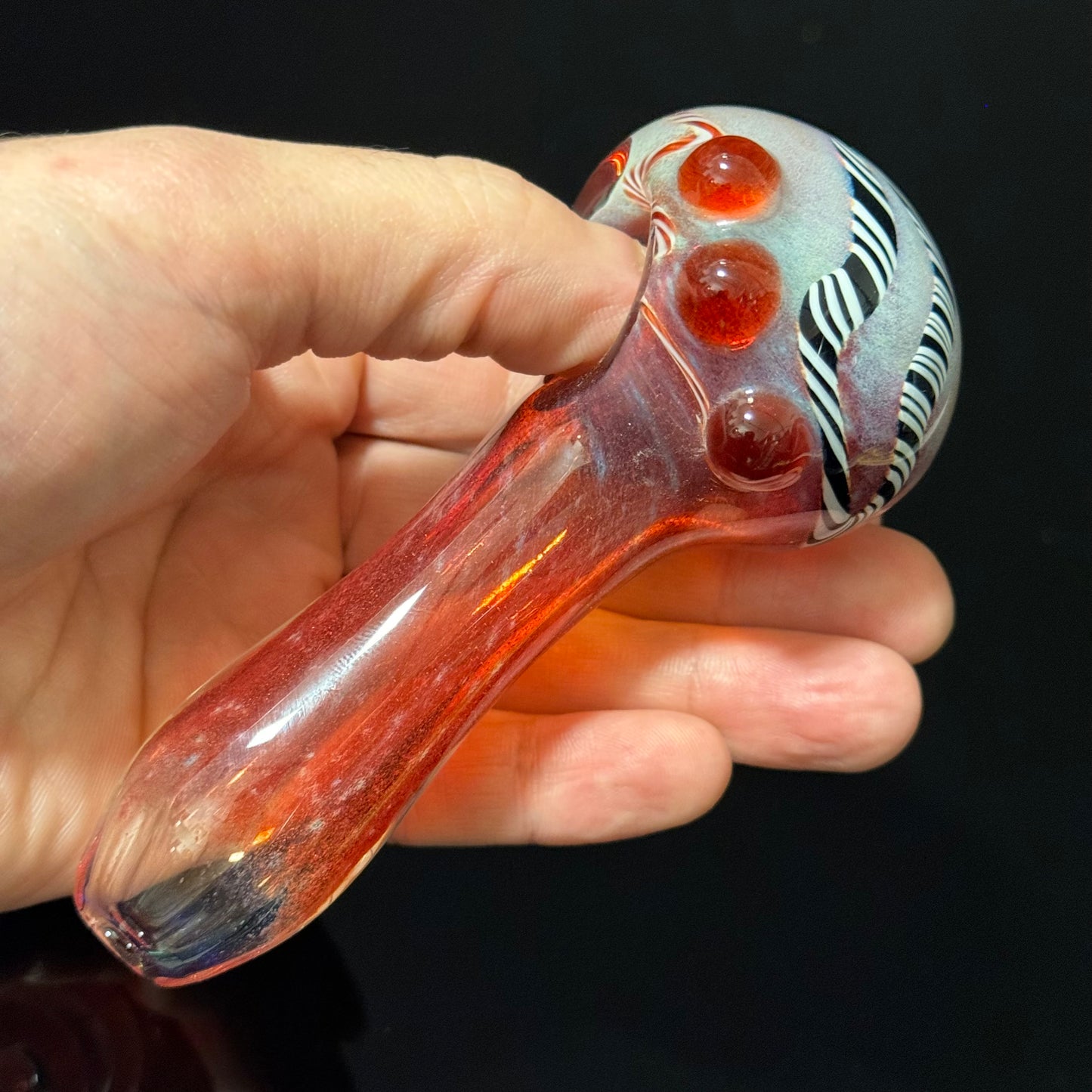 Red With Lined Inside Out EorkGlass Pipe Heady Pipe Hand Blown Extra Thick