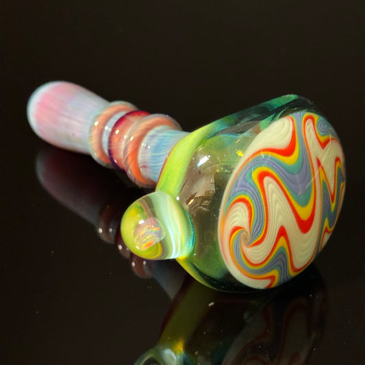 Full Color Linework Glass Pipe, Heady Hand Blown with An Opal