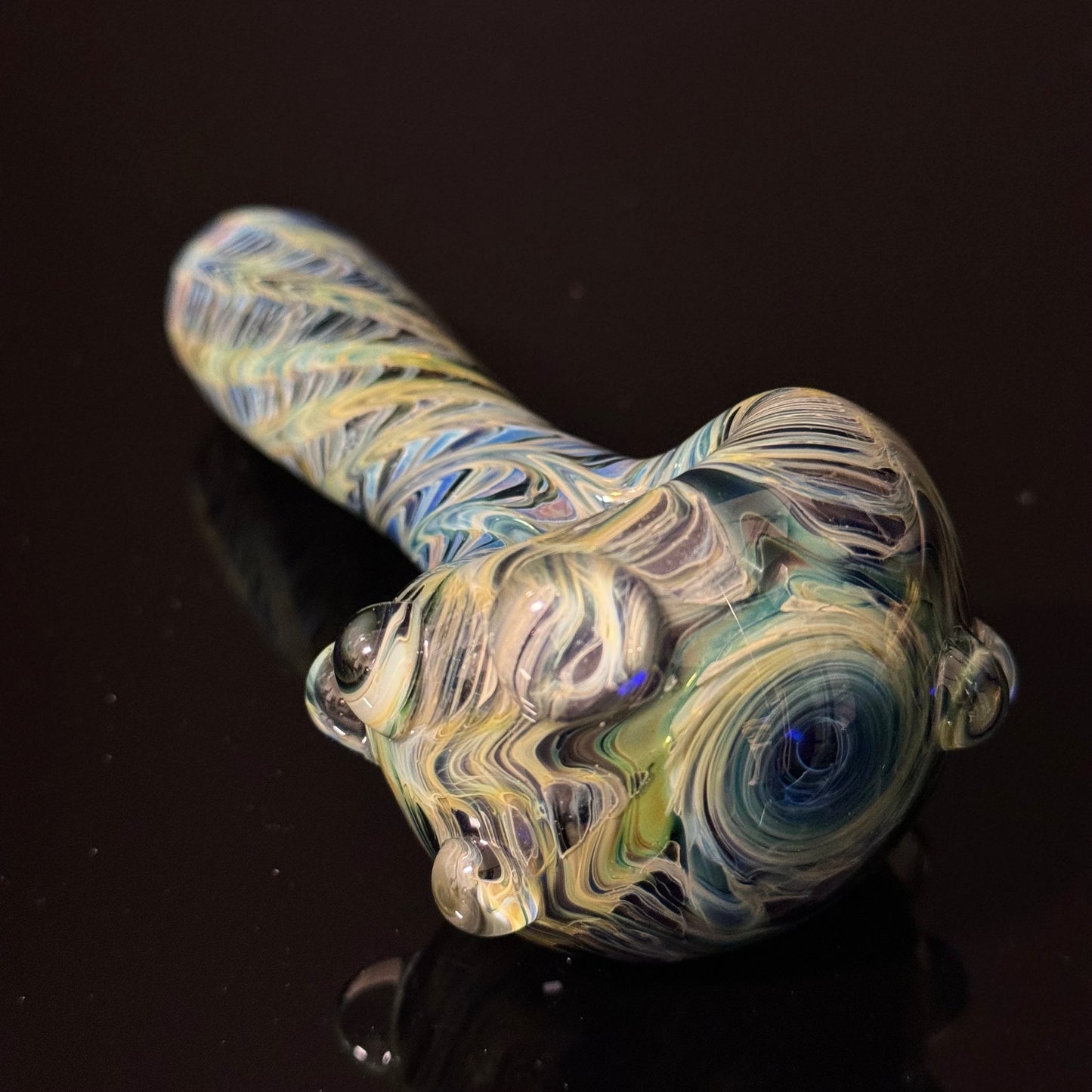 Blue & Green Cobalt Wrapped Color Glass Heady Pipe Hand Blown