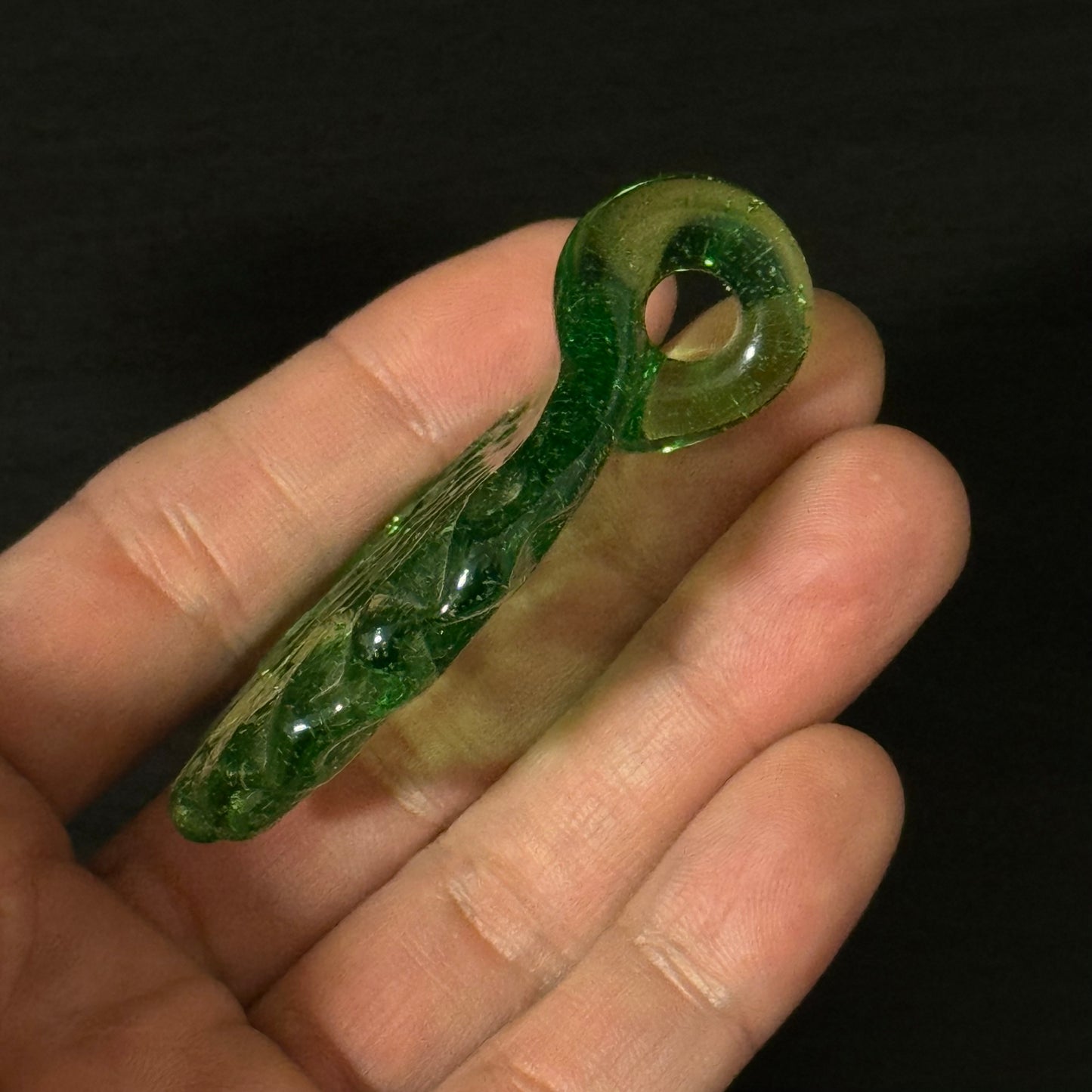 Green Hand Made Glass Pendant Necklace Made here in the Pacific Northwest