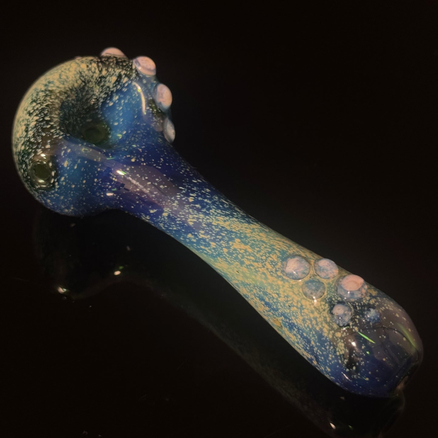 Blue with Pink Slyme Space Galaxy Nebula Glass Pipe Silver Fumed Glass Pipe, Heady Hand Blown