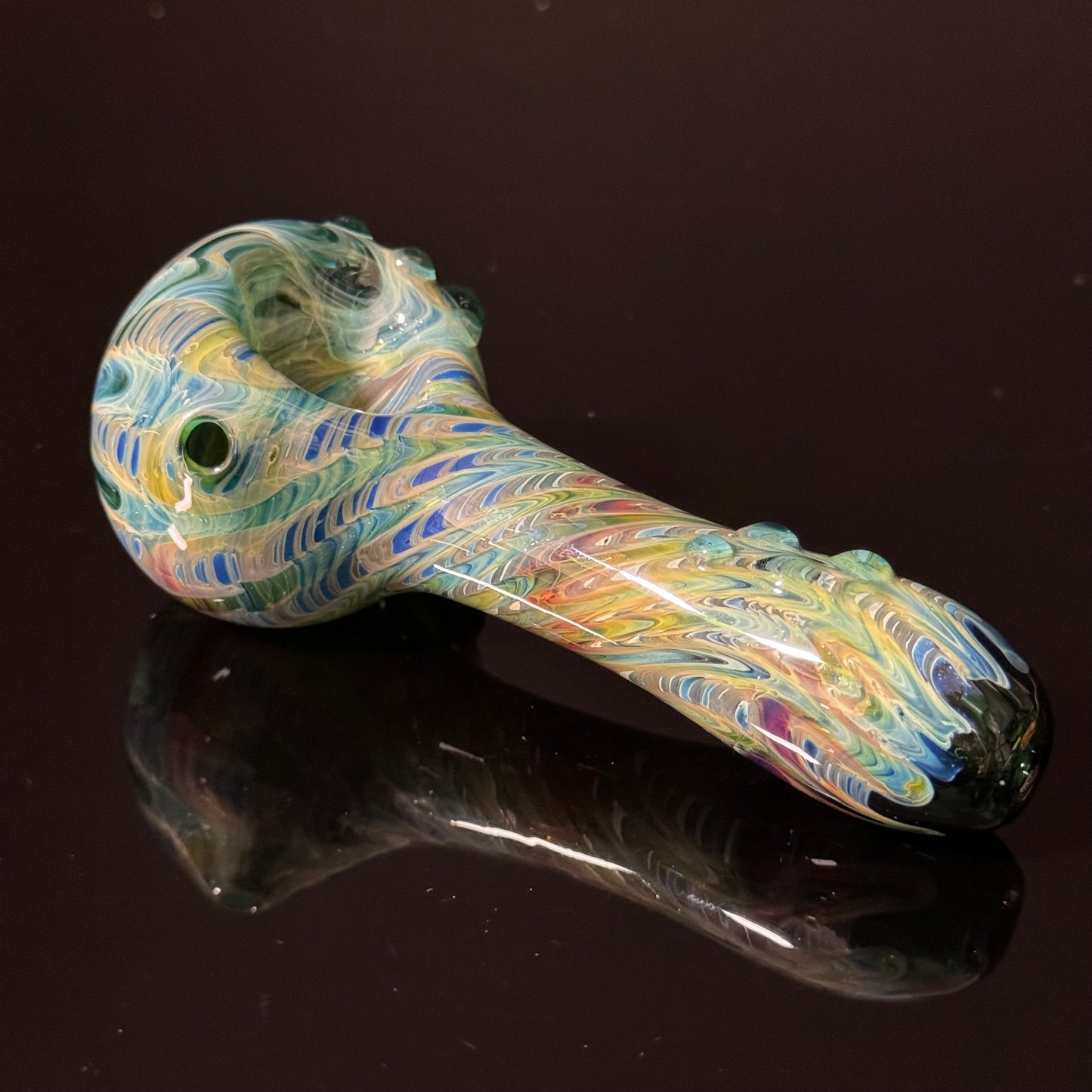 Blue & Green Cobalt Wrapped Color Glass Heady Pipe Hand Blown