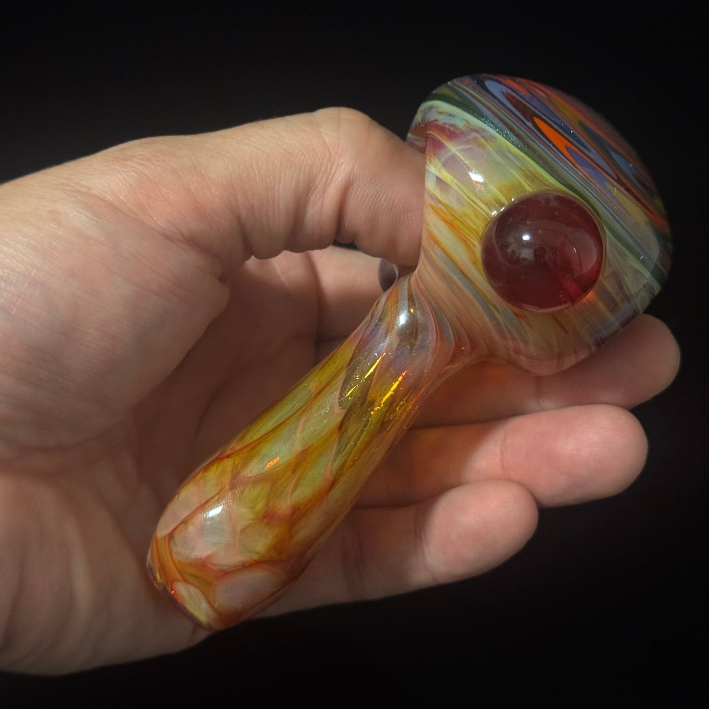 Full Linework Switchback Honeycomb Glass Pipe, Heady Hand Blown