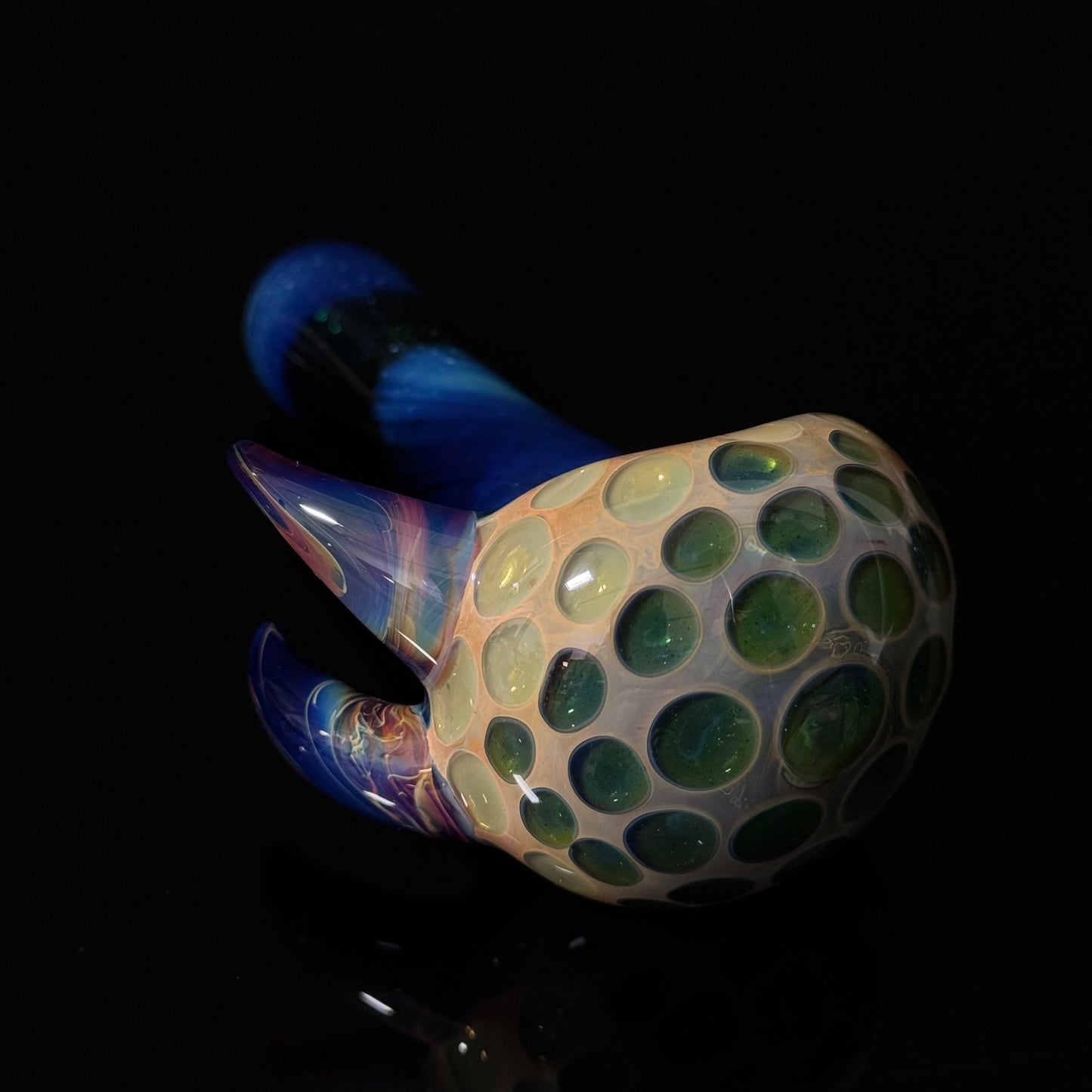 Blue Green Honeycomb Glass Heady Pipe Hand Blown