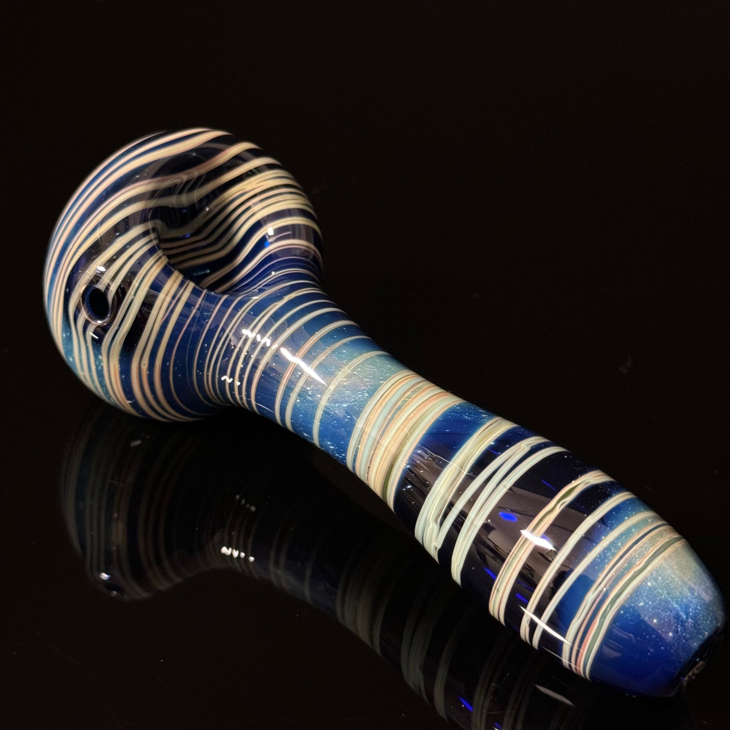 Blue Cobalt Wrapped Color Glass Heady Pipe Hand Blown