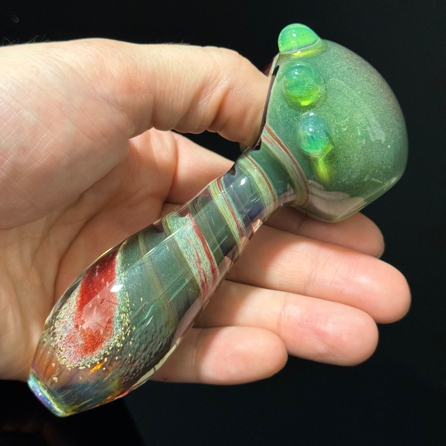 Green & Red Inside Out Glass Pipe Heady Pipe Hand Blown Extra Thick