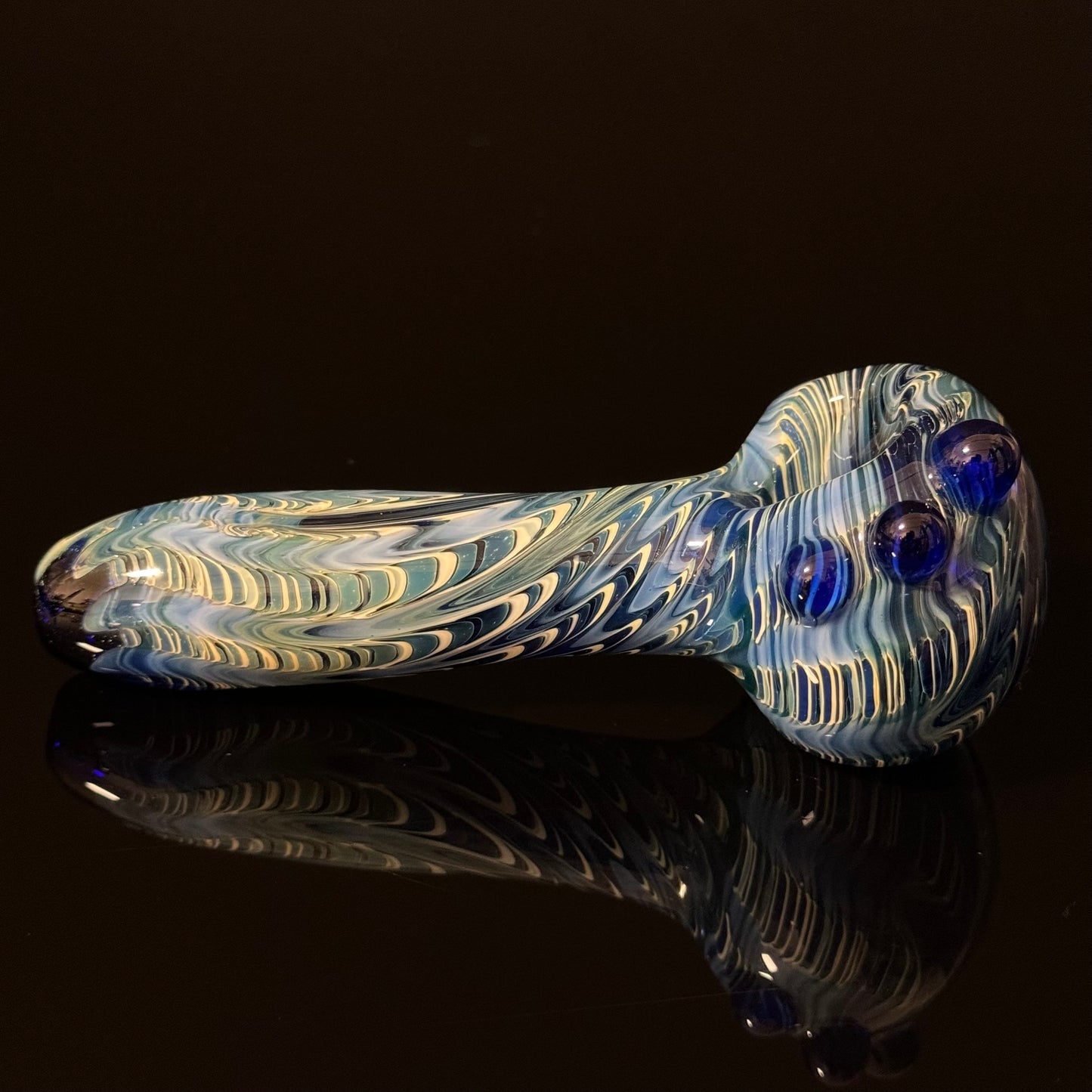 Blue & White Cobalt Wrapped Color Glass Heady Pipe Hand Blown