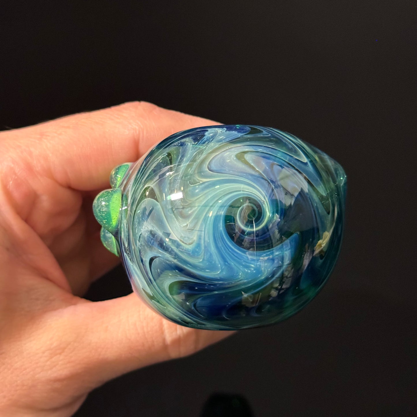 Green Switchback Wigwag Wrapped Glass Pipe Heady Pipe Hand Blown