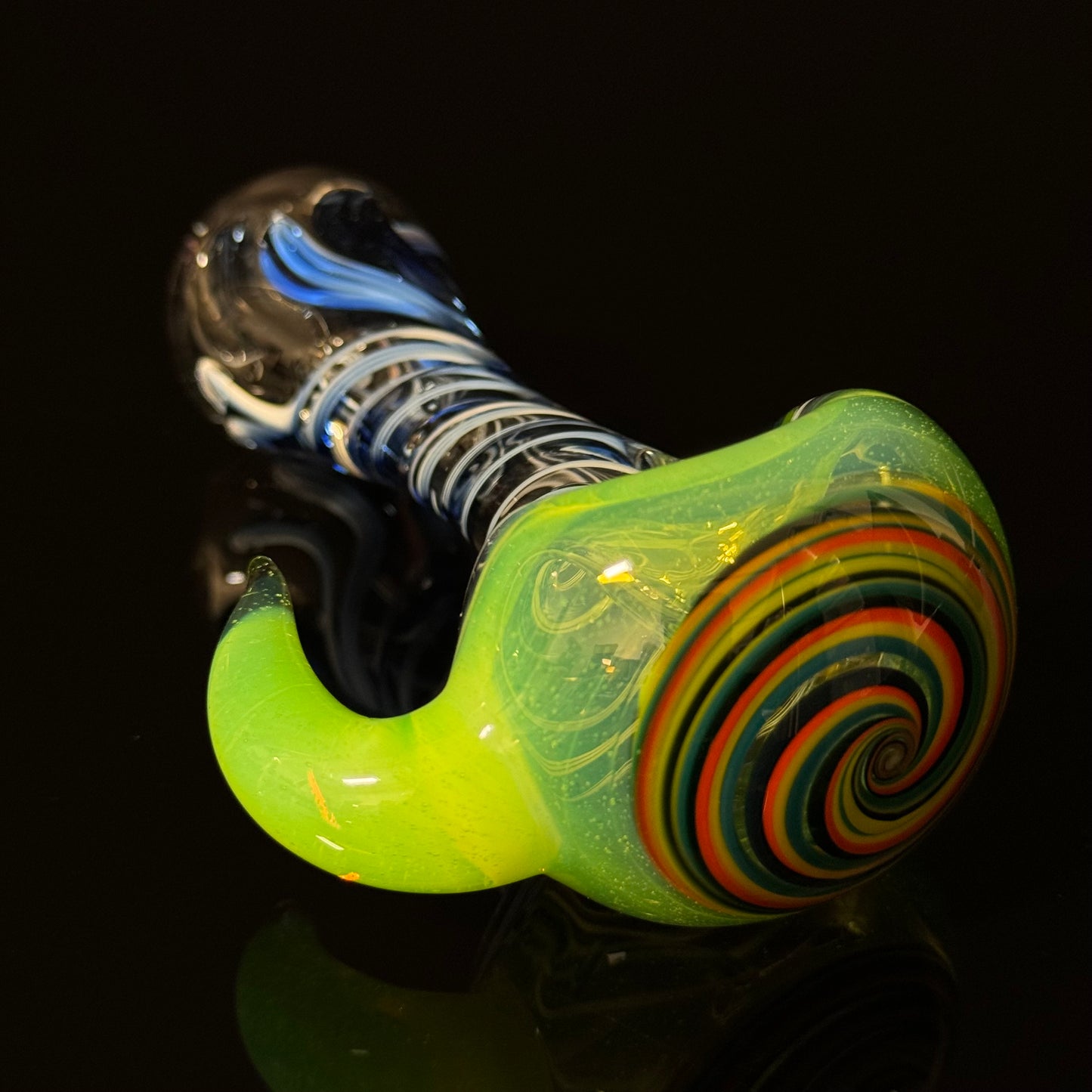 Full Color Linework Glass Pipe, Heady Hand Blown with An Opal