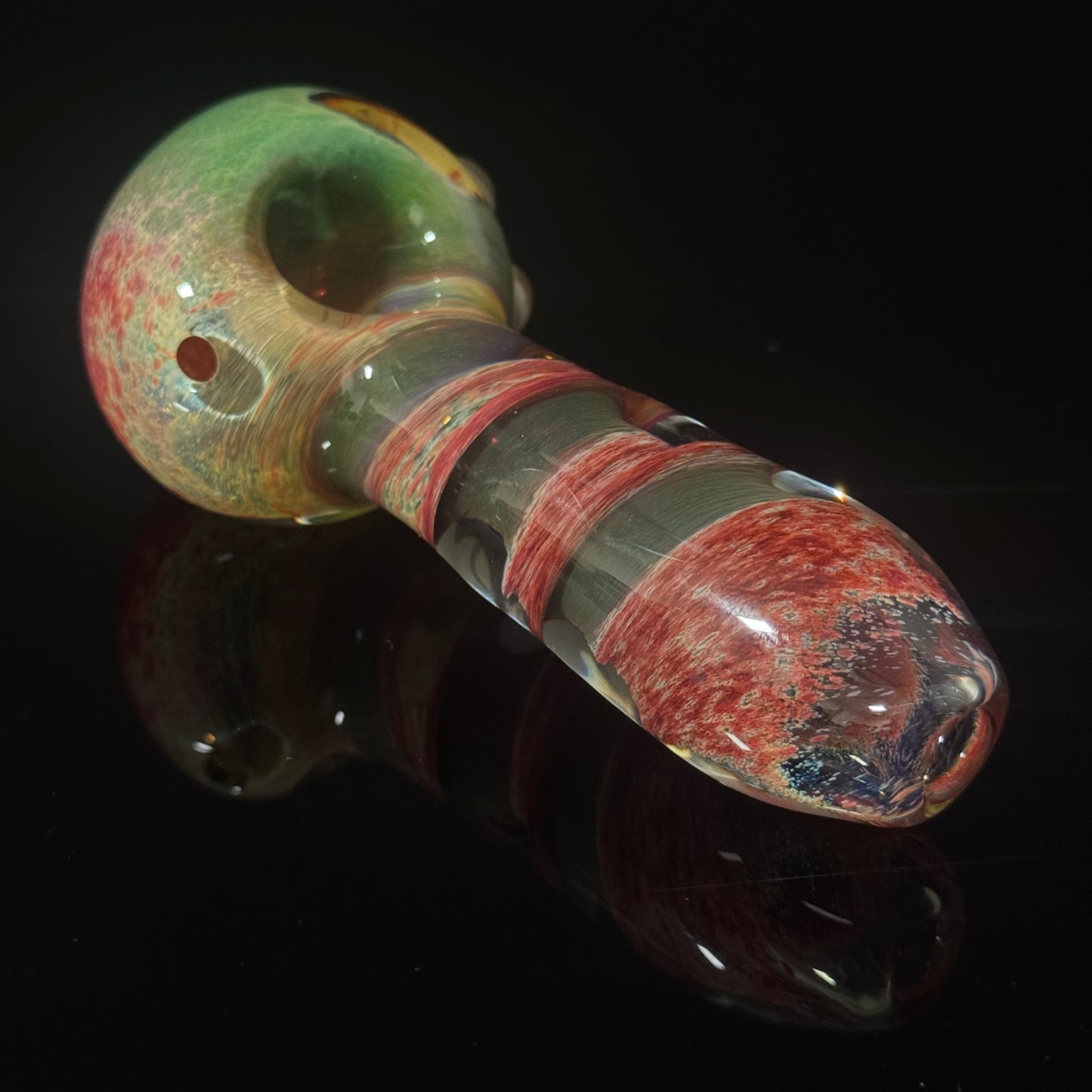 Multicolor Red & Green Twisted Inside Out Glass Pipe Heady Pipe Hand Blown Extra Thick