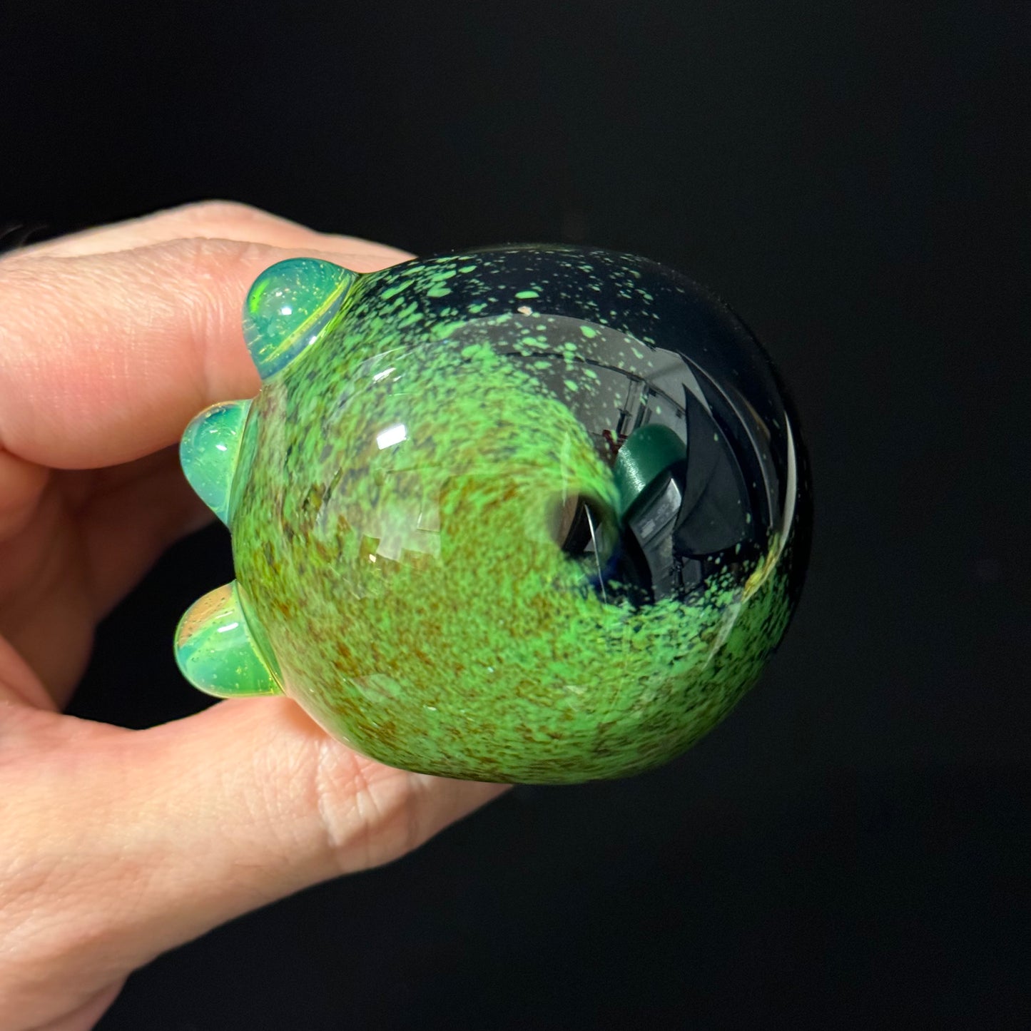 Inside out Black & Green Glass Pipe Heady Pipe Hand Blown Extra Thick