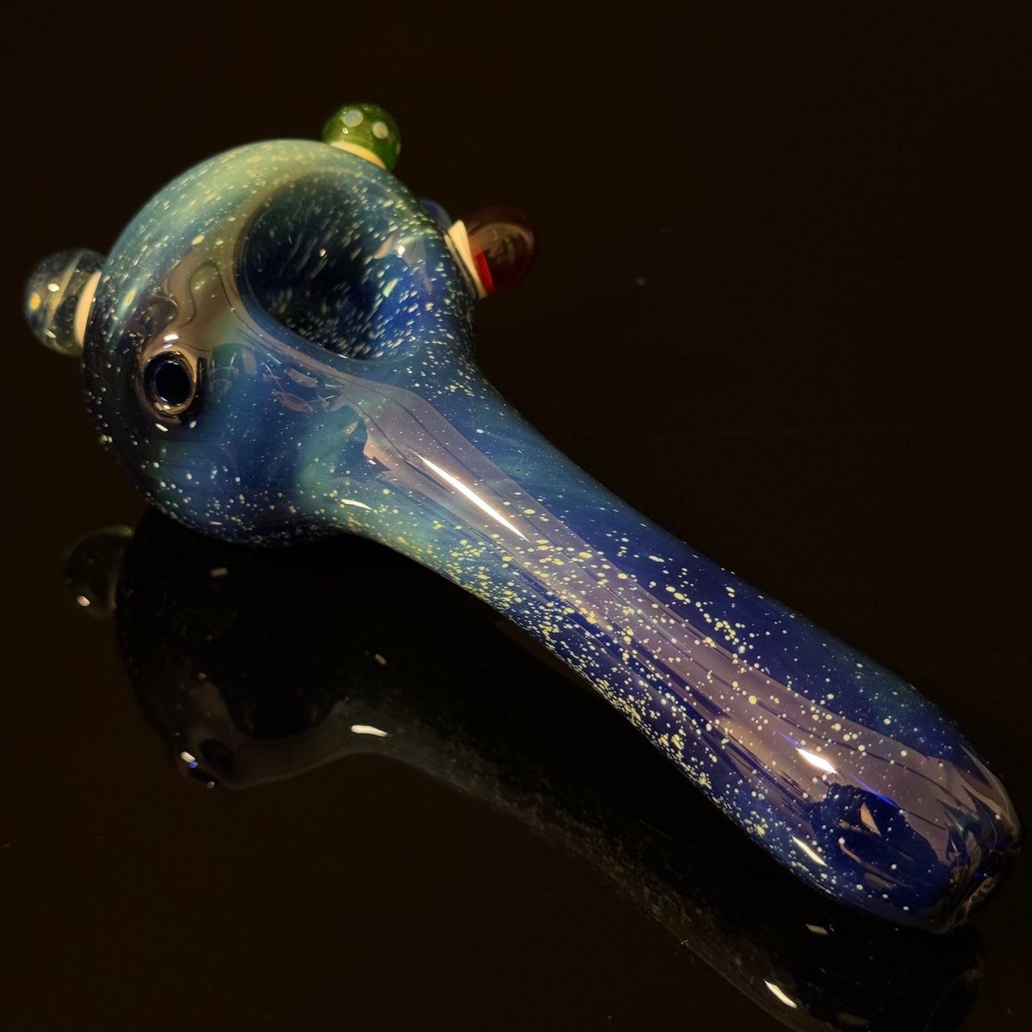 Blue Space Galaxy Nebula Glass Pipe Silver Fumed Glass Pipe, Heady Hand Blown