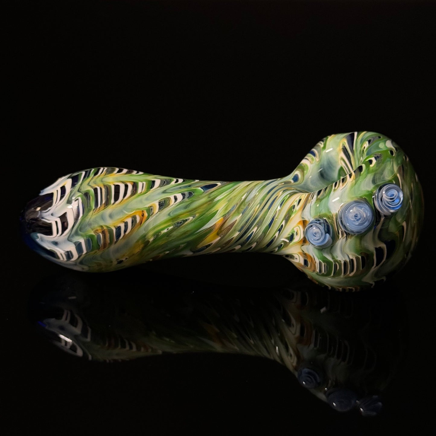 Blue & Green Cobalt Wrapped Color Glass Heady Pipe Hand Blown