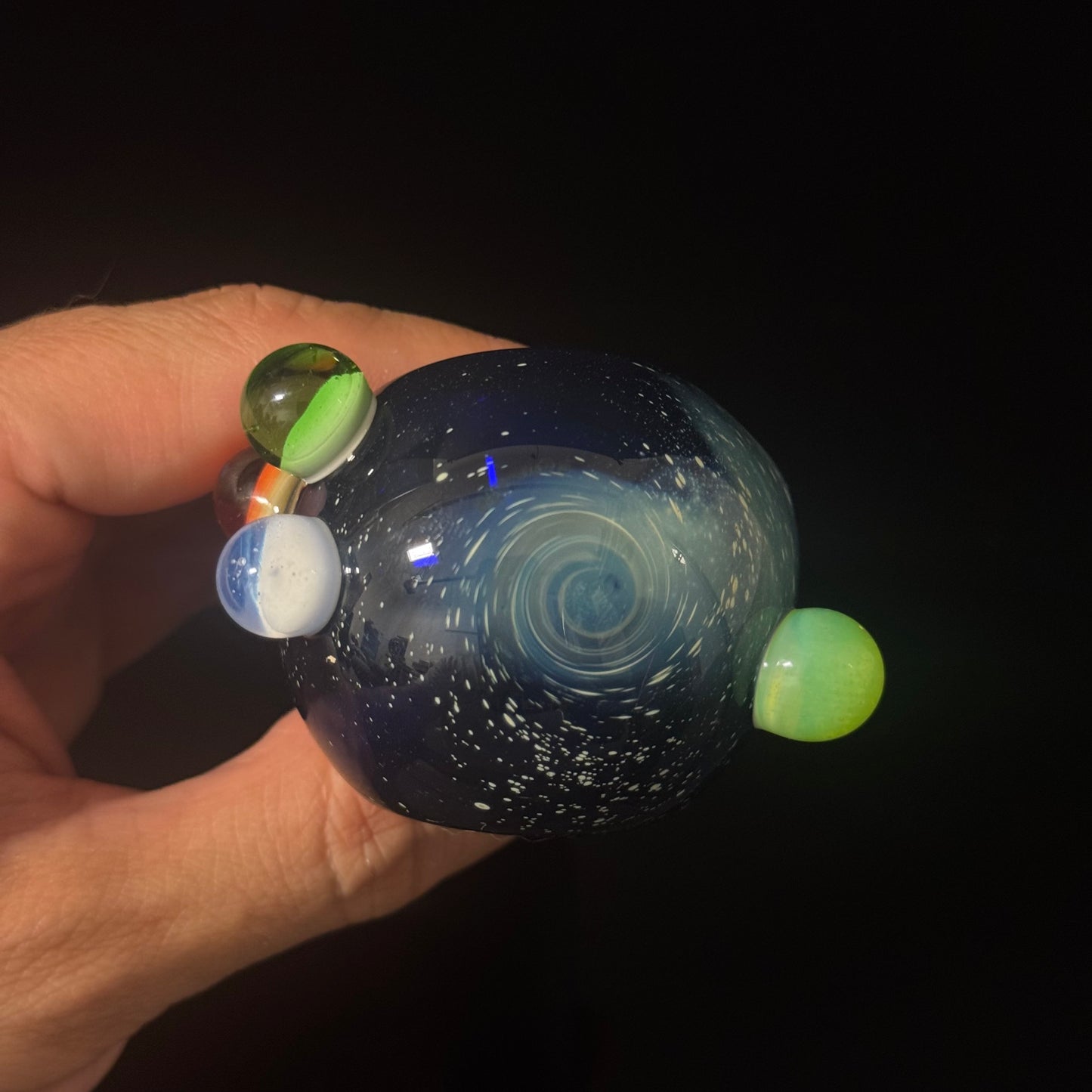 Blue with Slyme Space Galaxy Nebula Glass Pipe Silver Fumed Glass Pipe, Heady Hand Blown