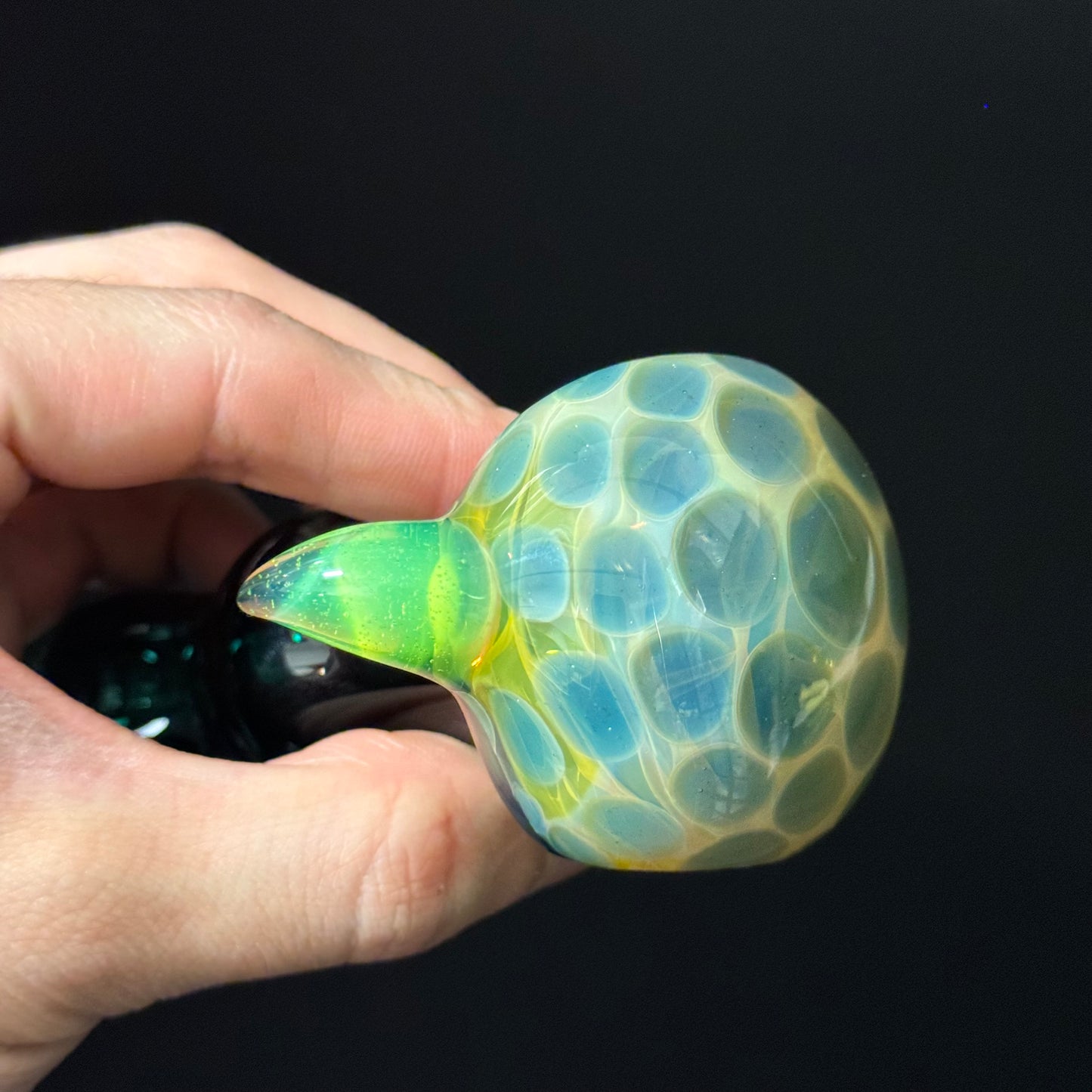 Green Honeycomb Glass Heady Pipe Hand Blown