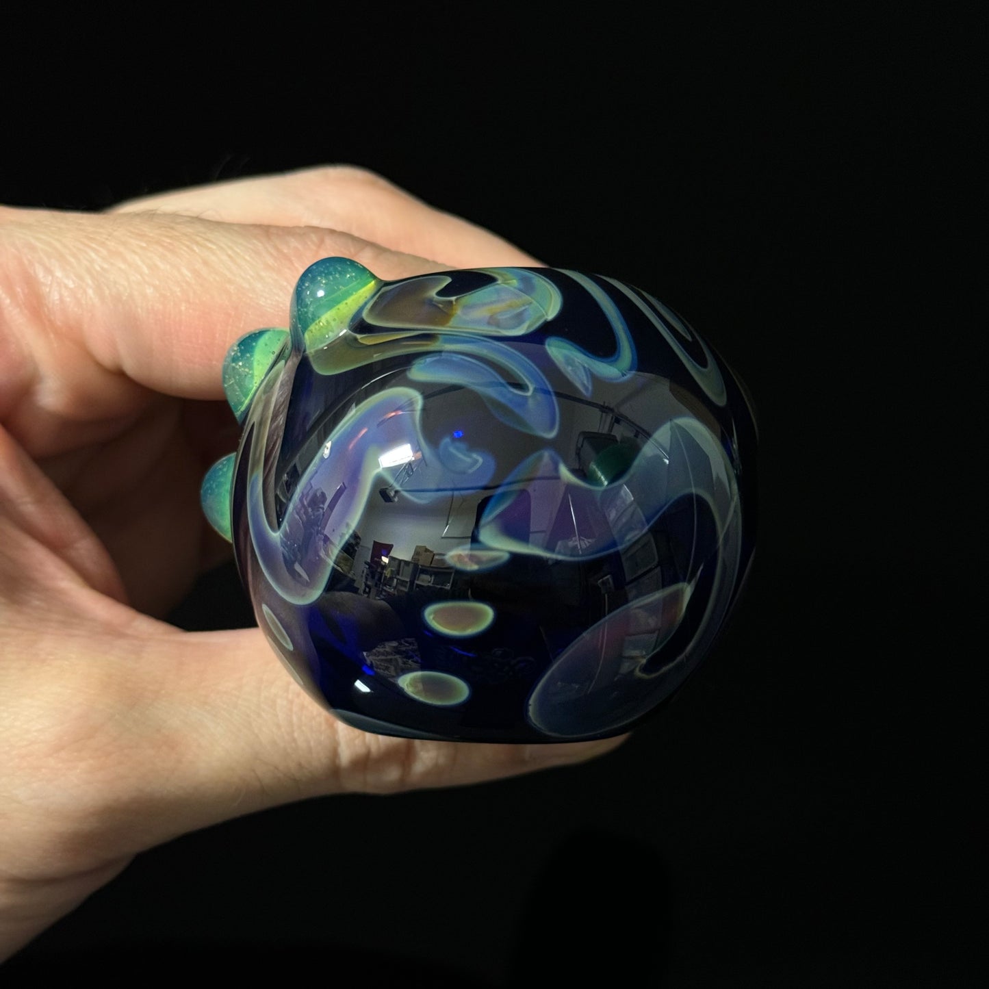 Blue Cobalt Wrapped Color Glass Heady Pipe Hand Blown