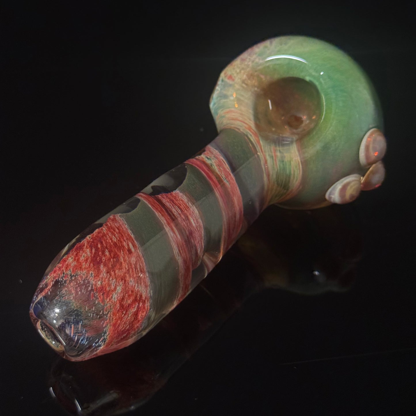 Multicolor Red & Green Twisted Inside Out Glass Pipe Heady Pipe Hand Blown Extra Thick