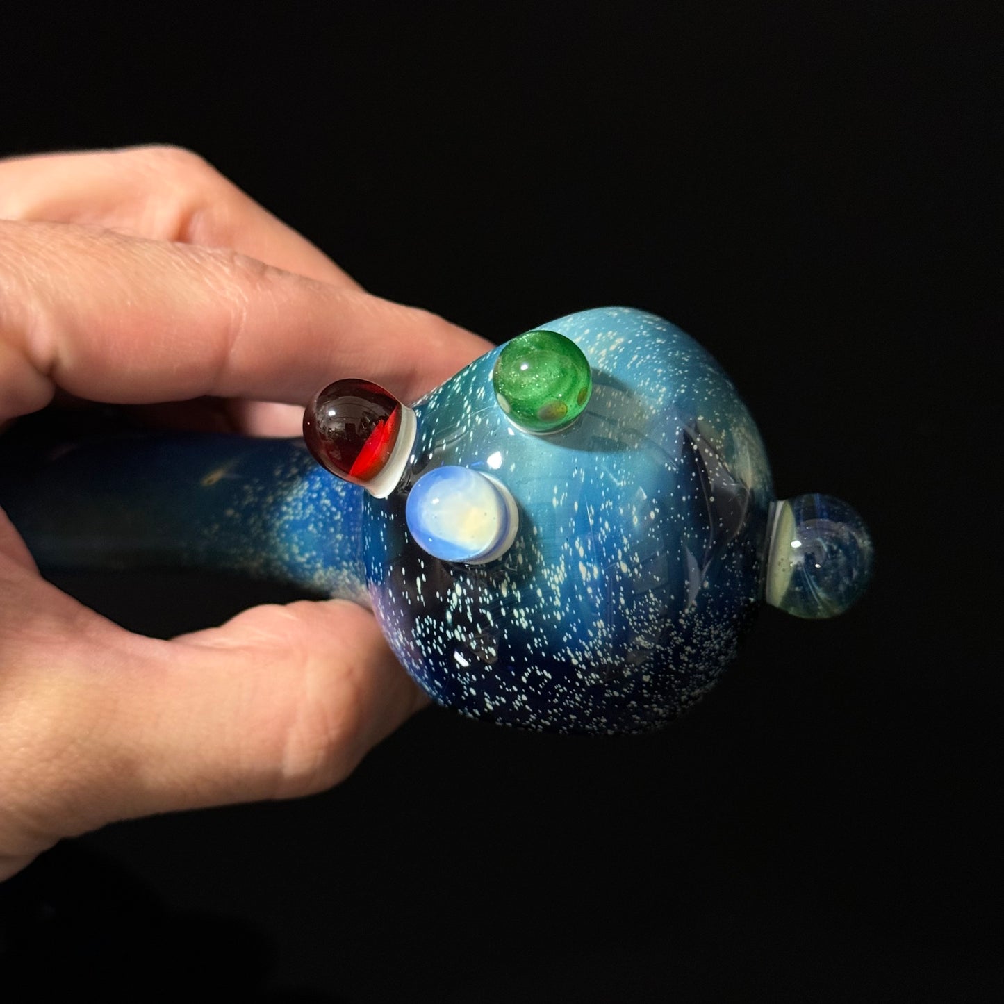 Blue Space Galaxy Nebula Glass Pipe Silver Fumed Glass Pipe, Heady Hand Blown