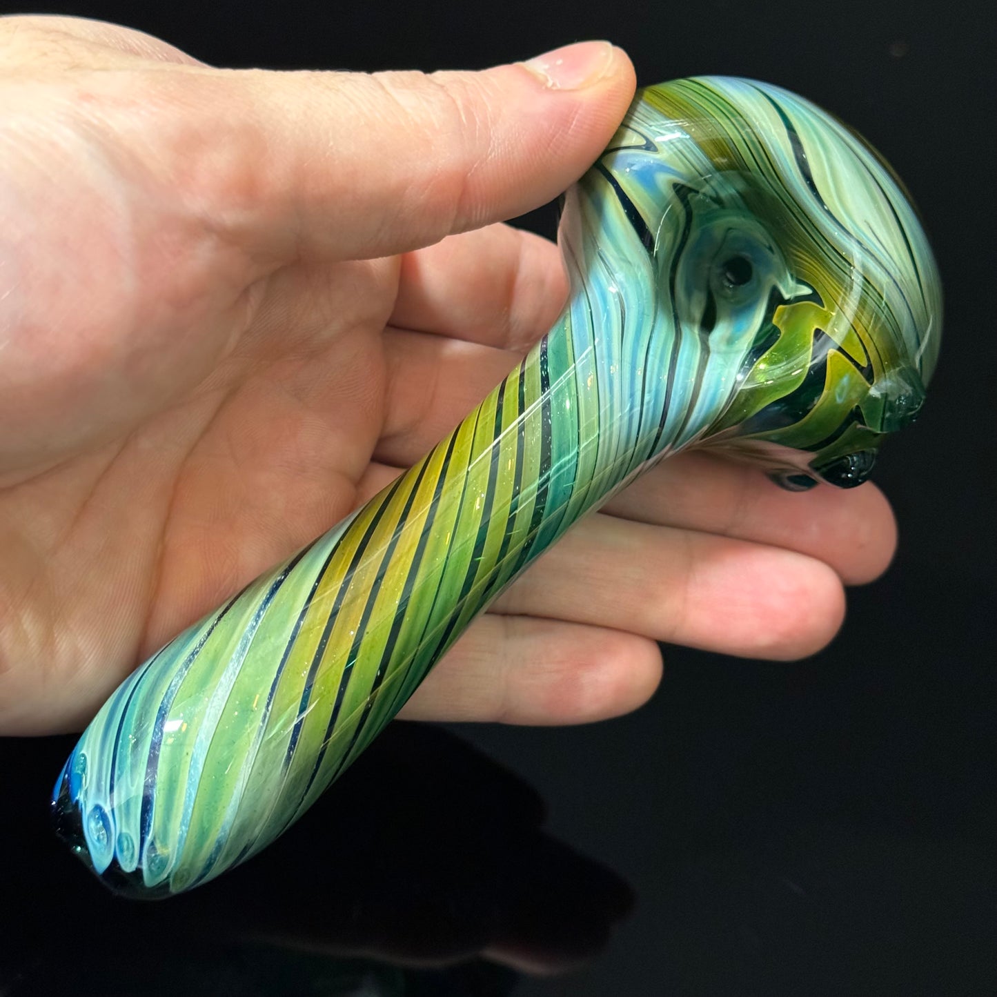 Blue Cobalt Wrapped Color Glass Heady Pipe Hand Blown