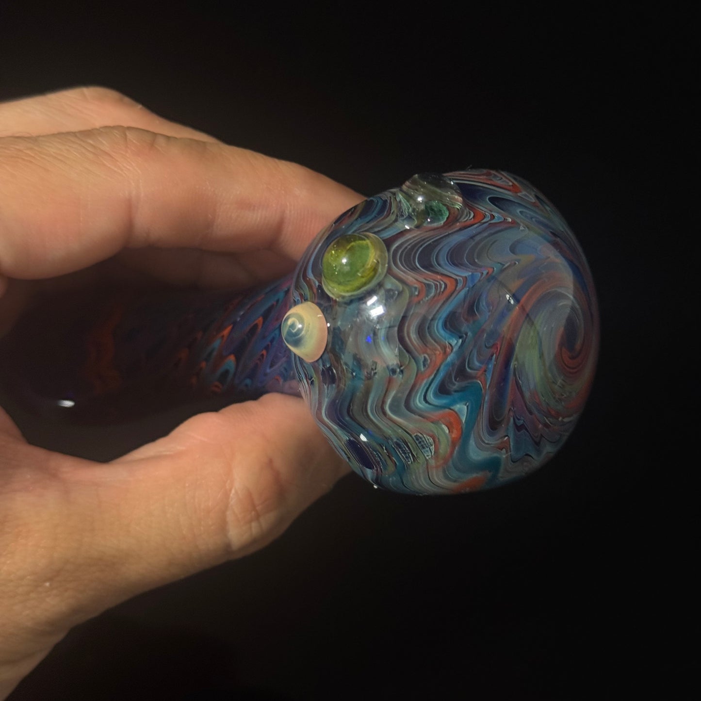 Blue Cobalt Wrapped Color Glass Green Slyme Marbles Heady Pipe Hand Blown