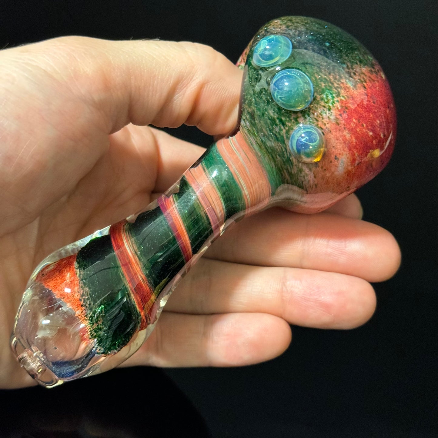 Black & Red Inside Out Glass Pipe Heady Pipe Hand Blown Extra Thick