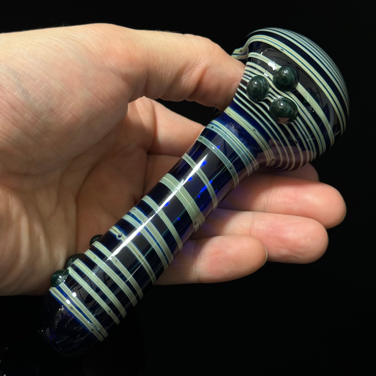 Blue Cobalt Wrapped Color Glass Heady Pipe Hand Blown