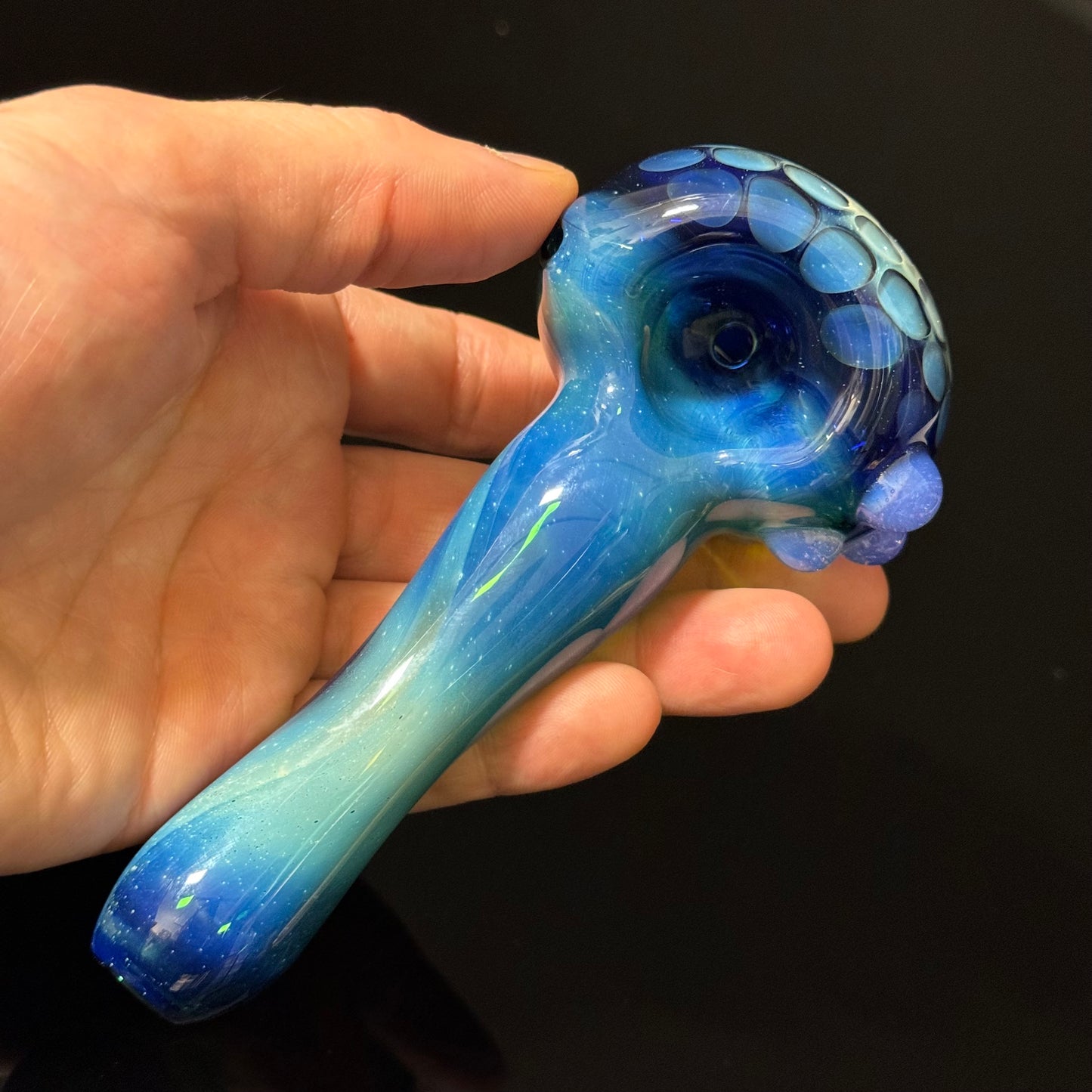 Blue Honeycomb Glass Heady Pipe Hand Blown