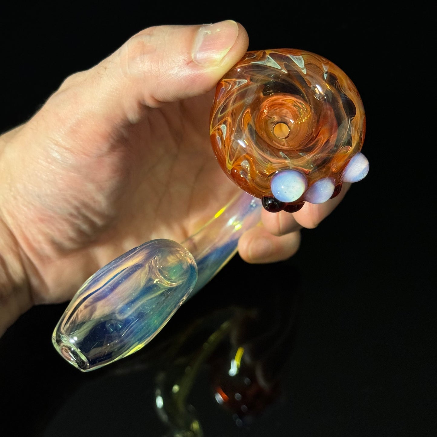 Silver Fumed Color Changing Glass Sherlock Pipe, Heady Hand Blown