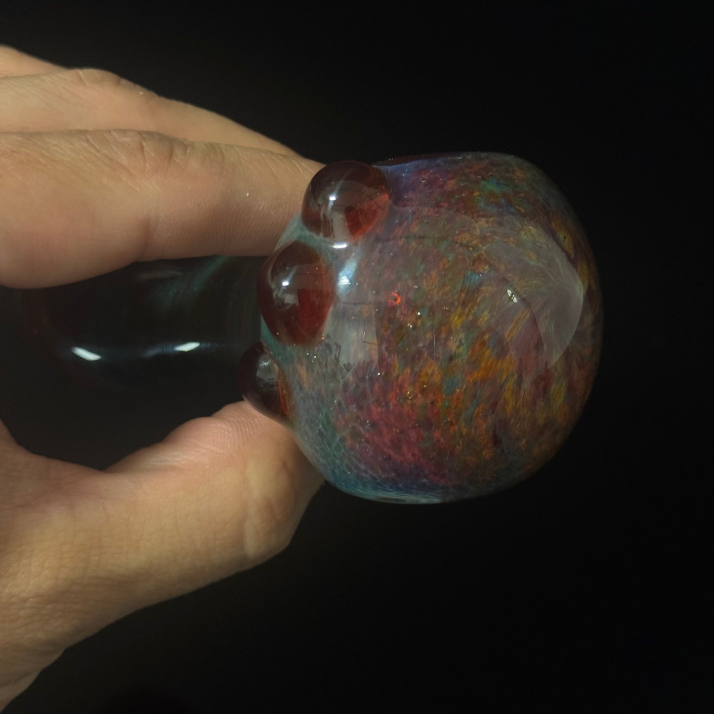 Heavy Inside out Sparkle Blue & Red Glass Pipe Heady Pipe Hand Blown