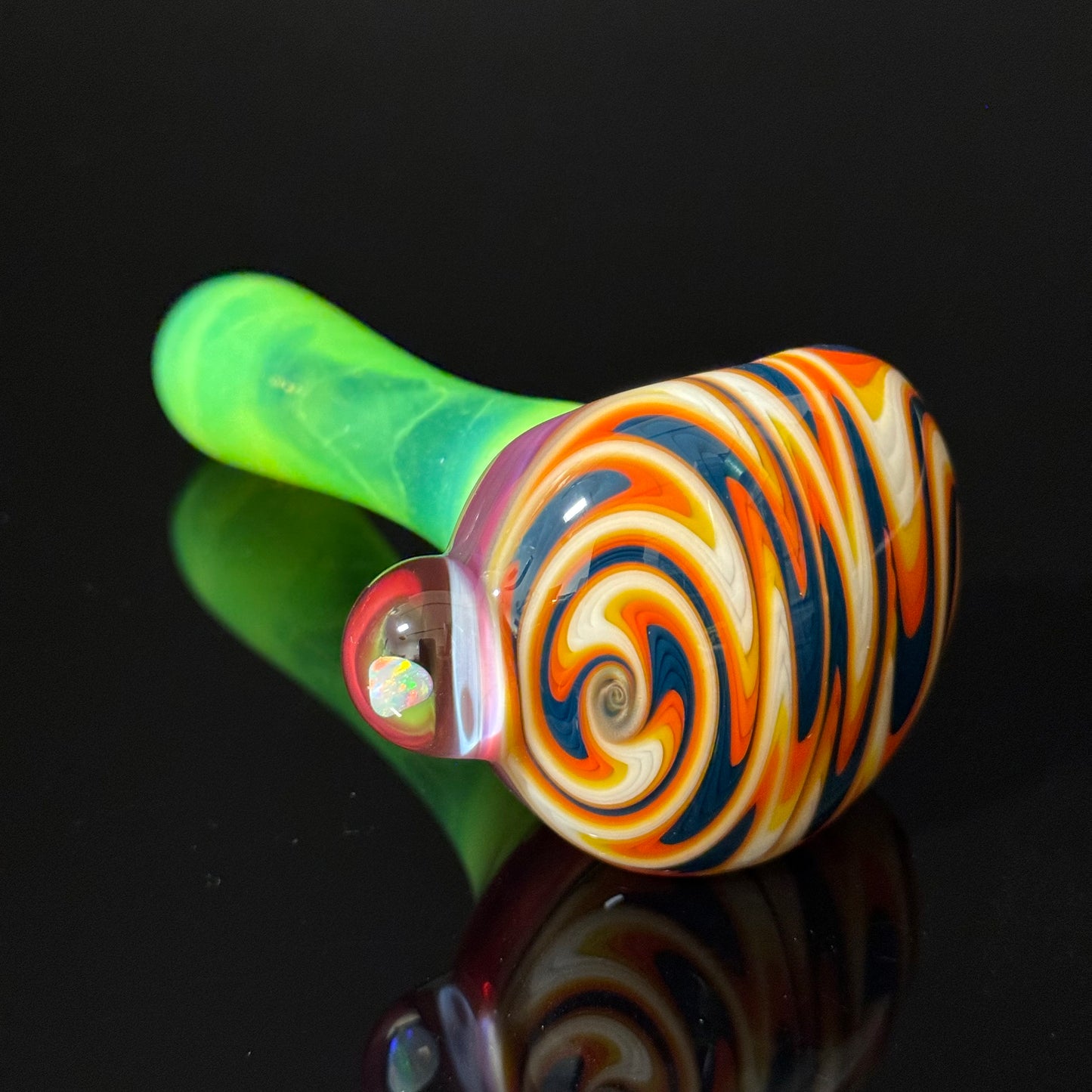 Full Slyme Color Linework Glass Pipe, Heady Hand Blown with An Opal