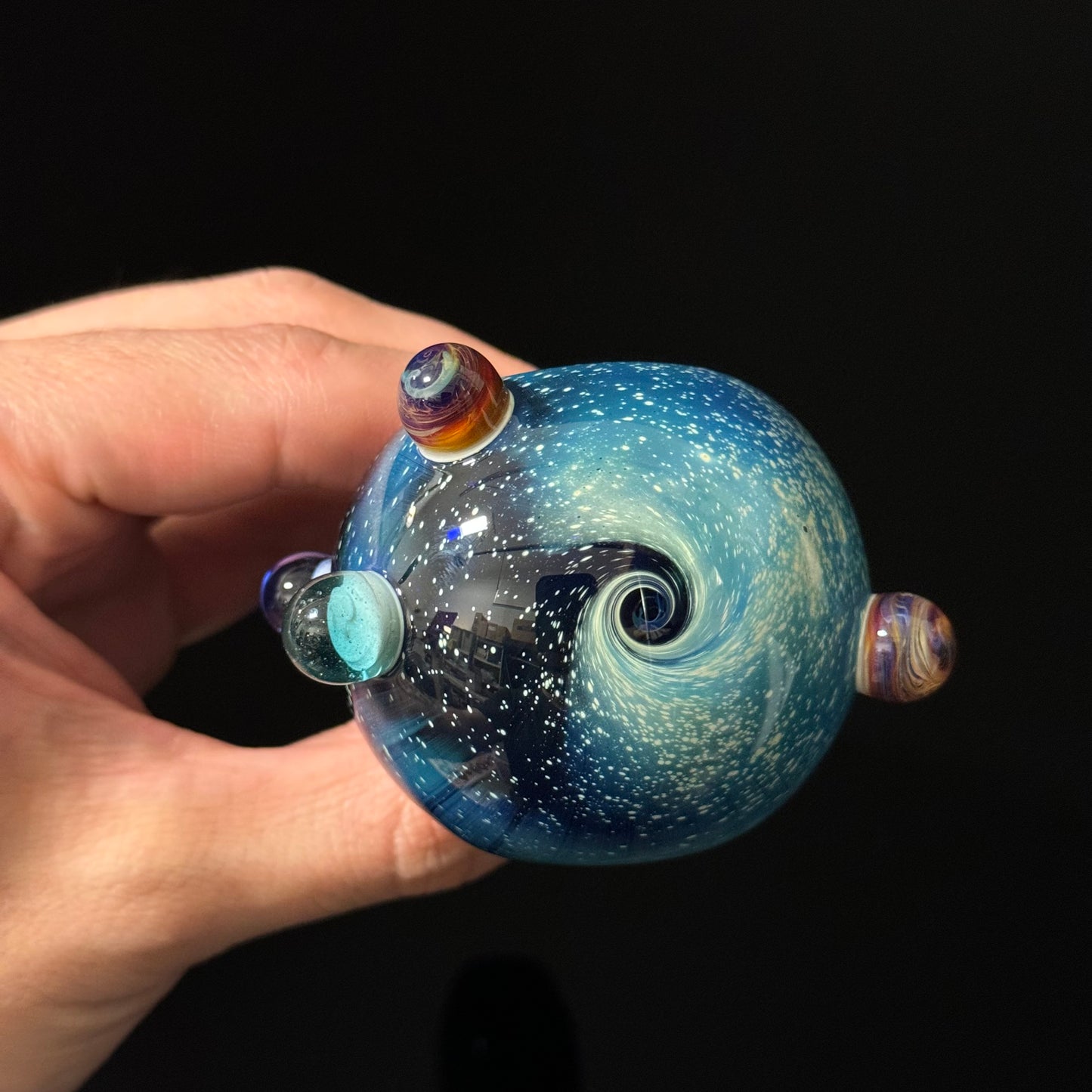 Blue Space Galaxy Nebula Glass Pipe Silver Fumed Glass Pipe, Heady Hand Blown