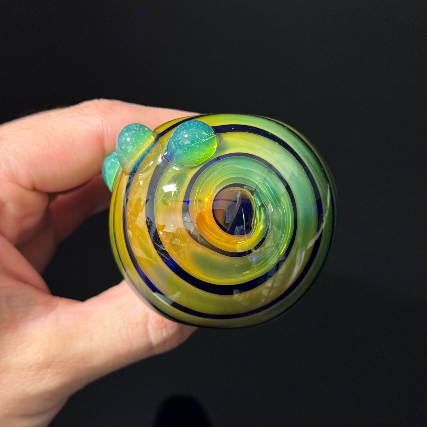 Green Wrapped Glass Pipe with Slyme Heady Pipe Hand Blown