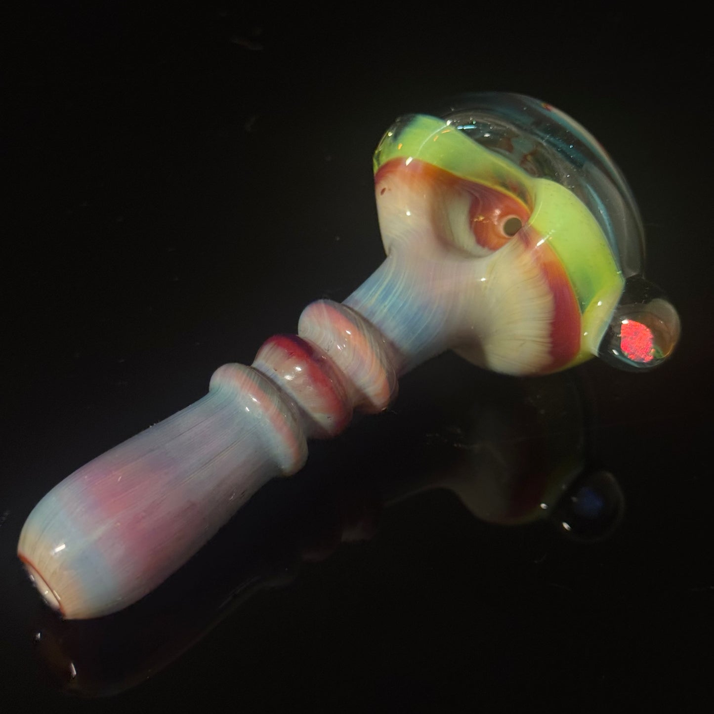 Linework Switchback Glass Pipe, Heady Hand Blown with An Opal