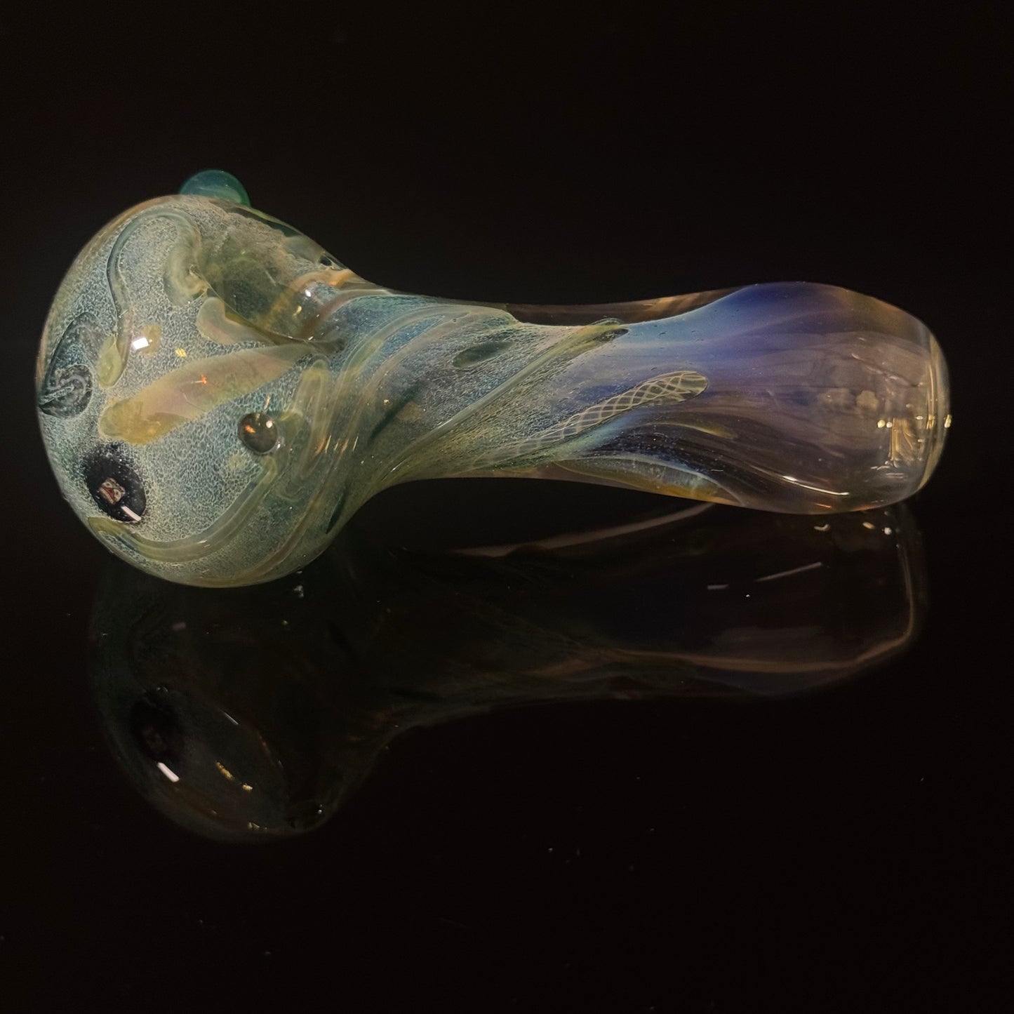 Green Multicolor Inside Out Glass Pipe Heady Pipe Hand Blown Extra Thick