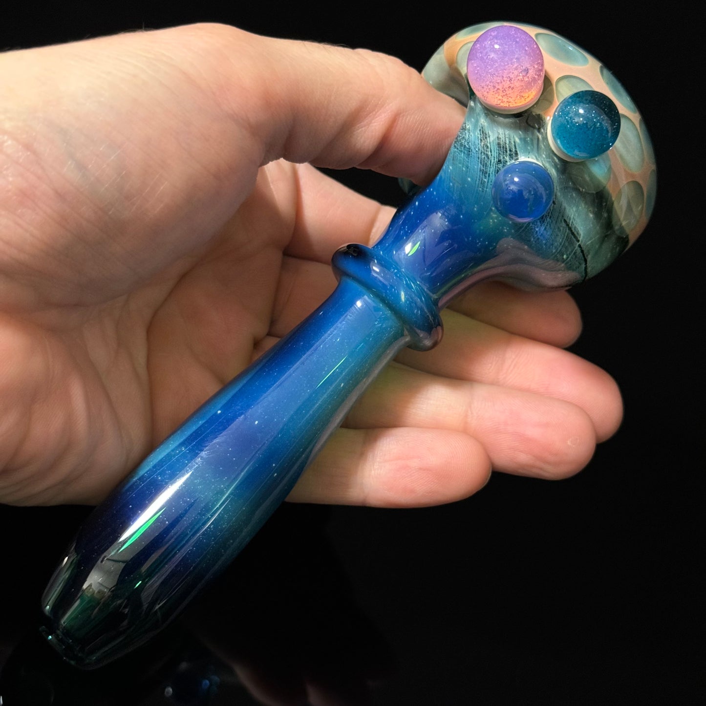 Blue Green Honeycomb Space Glass Pipe