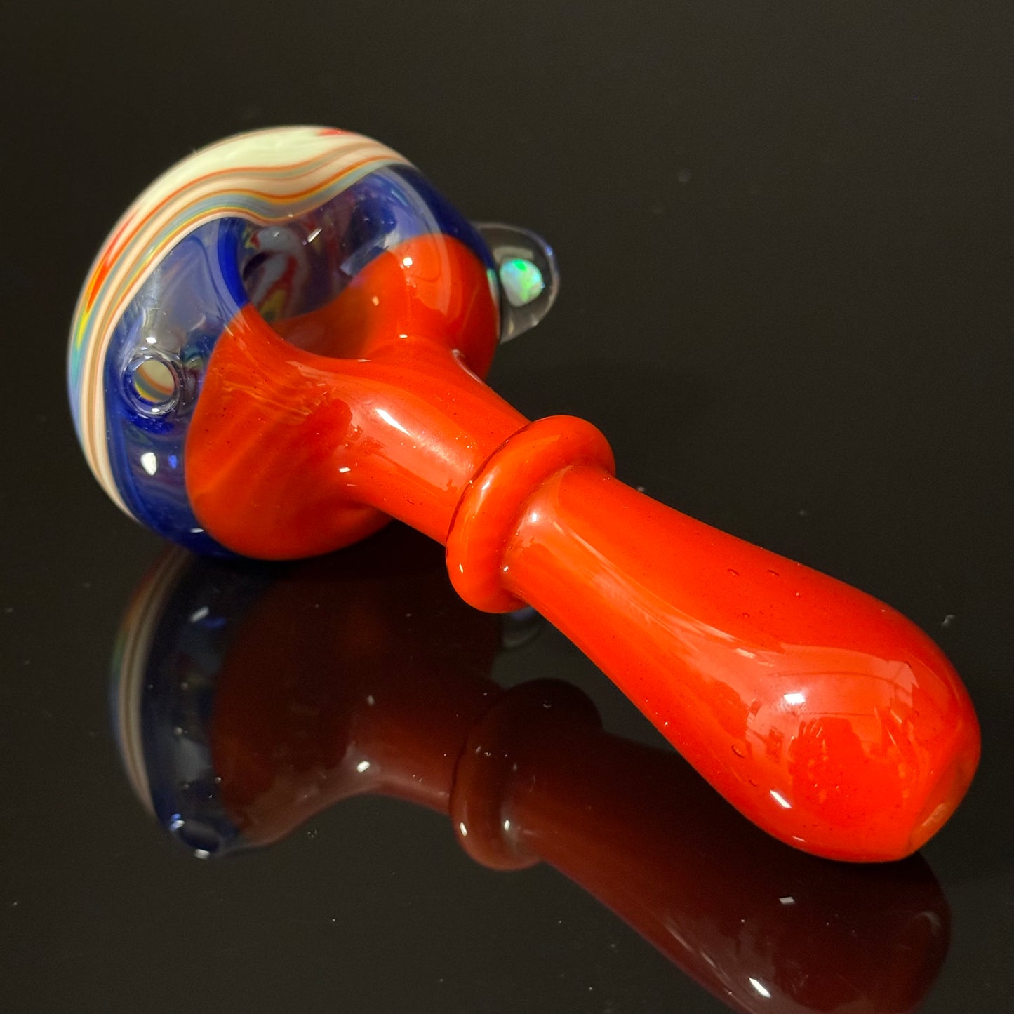 Full Color Linework Glass Pipe, Heady Hand Blown with An Opal