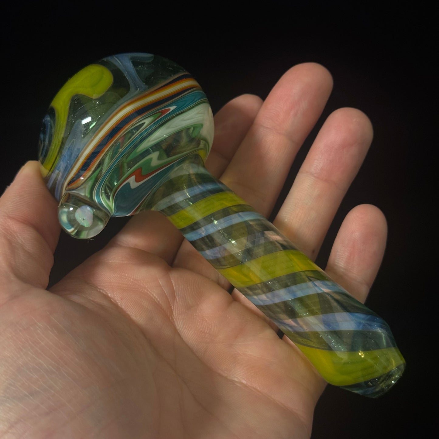 Full Linework Switchback Glass Pipe, Heady Hand Blown with An Opal