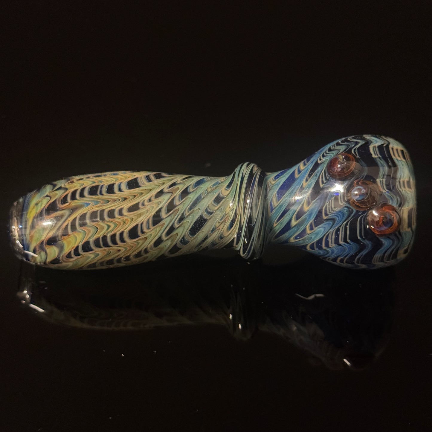 Heavy Cobalt Blue Silver Fumed Glass Heady Chillim Pipe Hand Blown