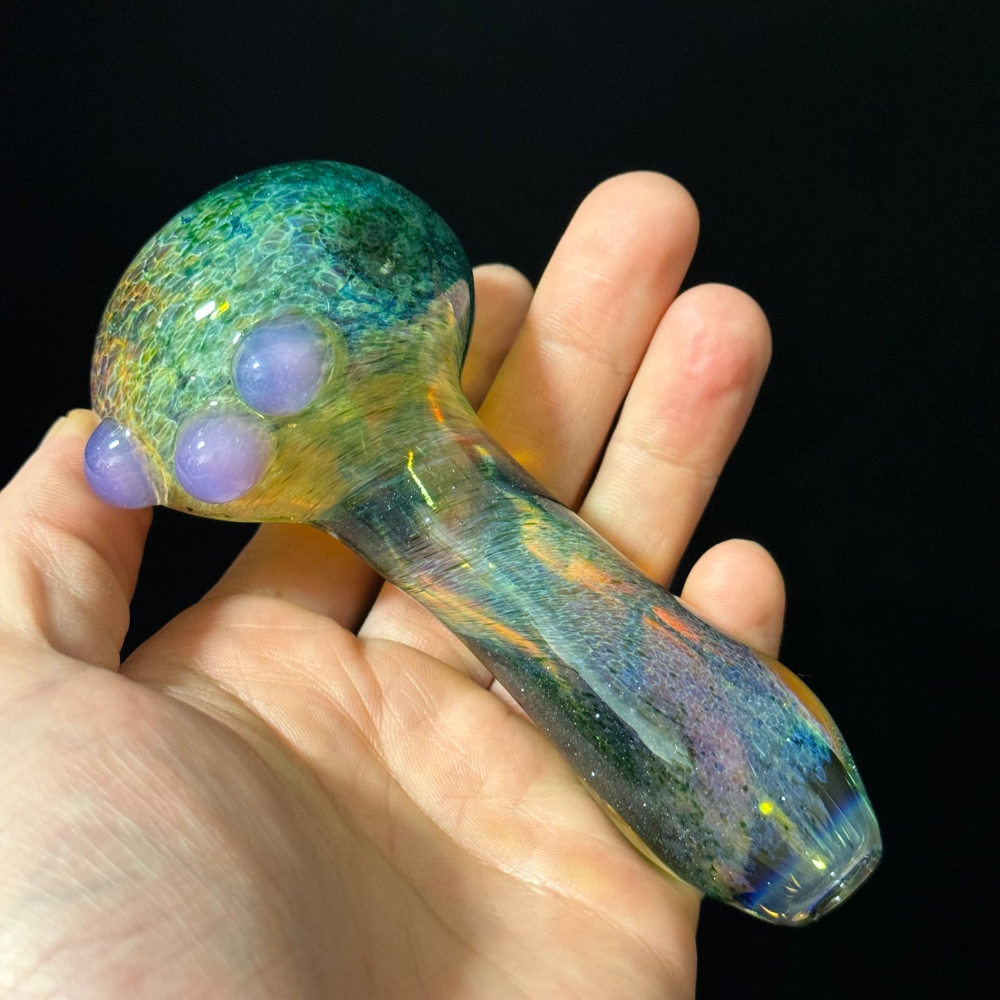 Green Multicolor Inside Out Glass Pipe Heady Pipe Hand Blown Extra Thick