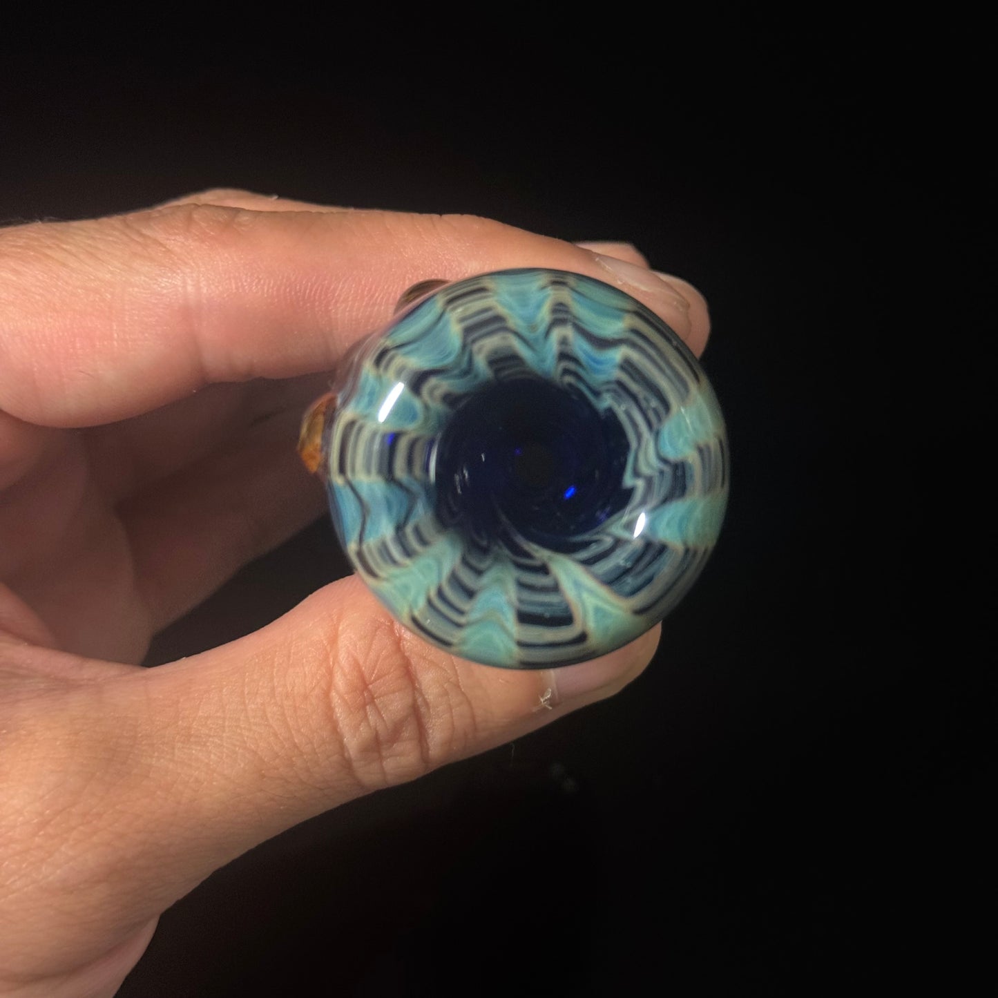 Heavy Cobalt Blue Silver Fumed Glass Heady Chillim Pipe Hand Blown