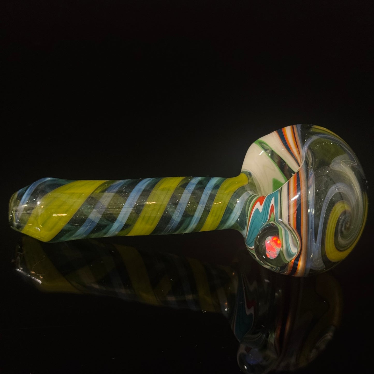 Full Linework Switchback Glass Pipe, Heady Hand Blown with An Opal