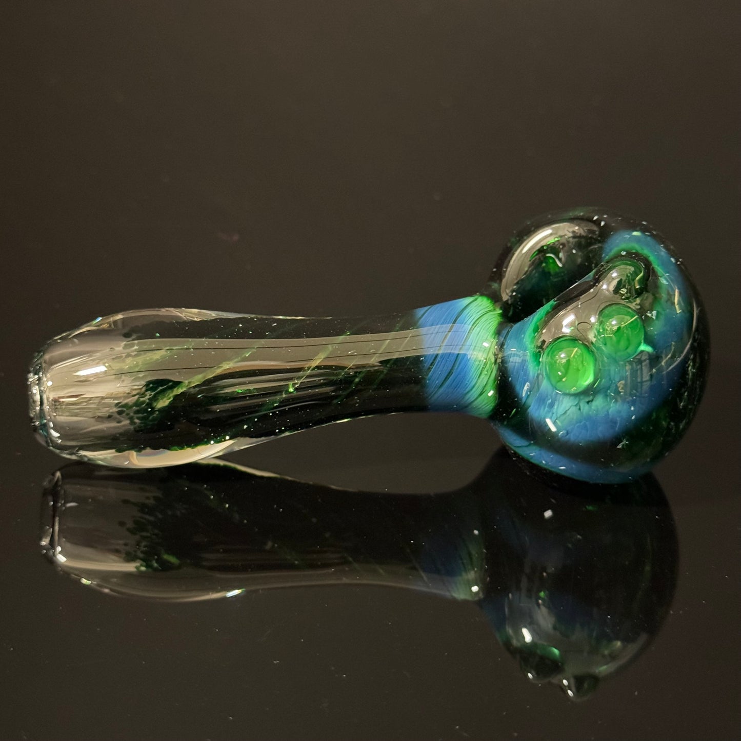 Inside out Black & Green Glass Pipe Heady Pipe Hand Blown Extra Thick