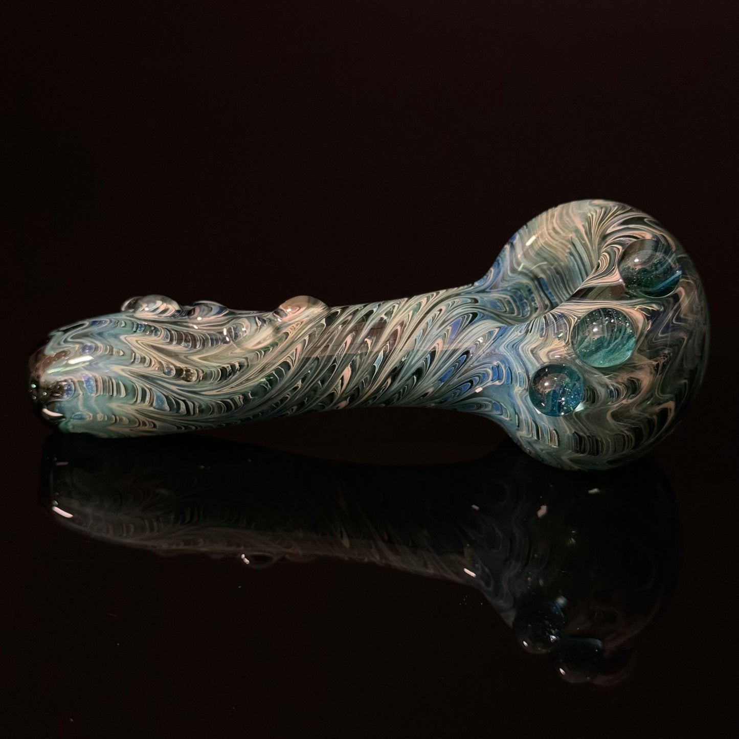 Sparkle Blue & Green Cobalt Wrapped Color Glass Heady Pipe Hand Blown